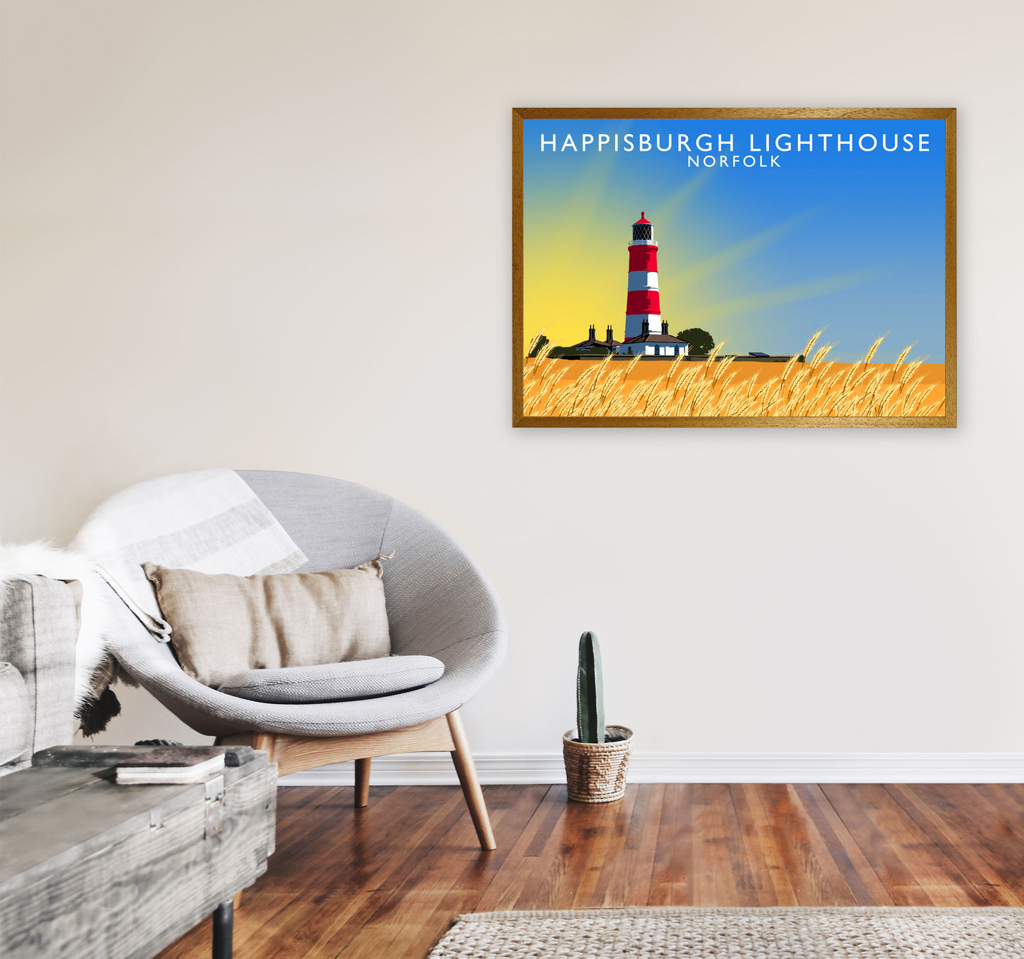 Hapisburgh Lighthouse Norfolk Art Print by Richard O'Neill, Framed Wall Art A1 Print Only