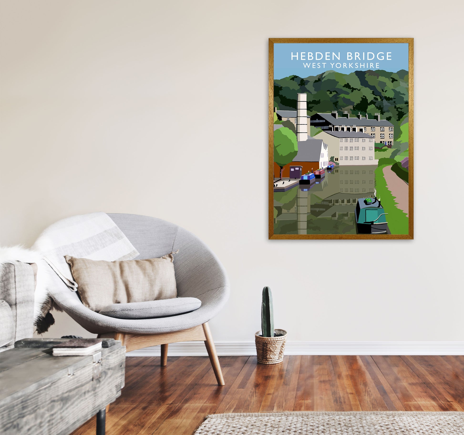 Hebden Bridge West Yorkshire Portrait Travel Art Print by Richard O'Neill A1 Print Only