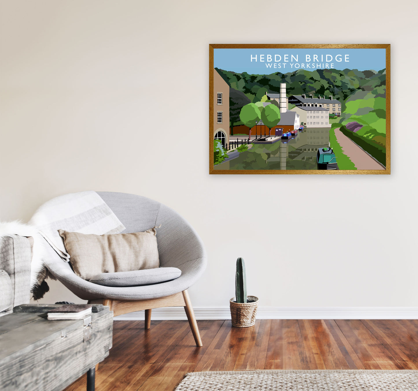 Hebden Bridge West Yorkshire Travel Art Print by Richard O'Neill A1 Print Only