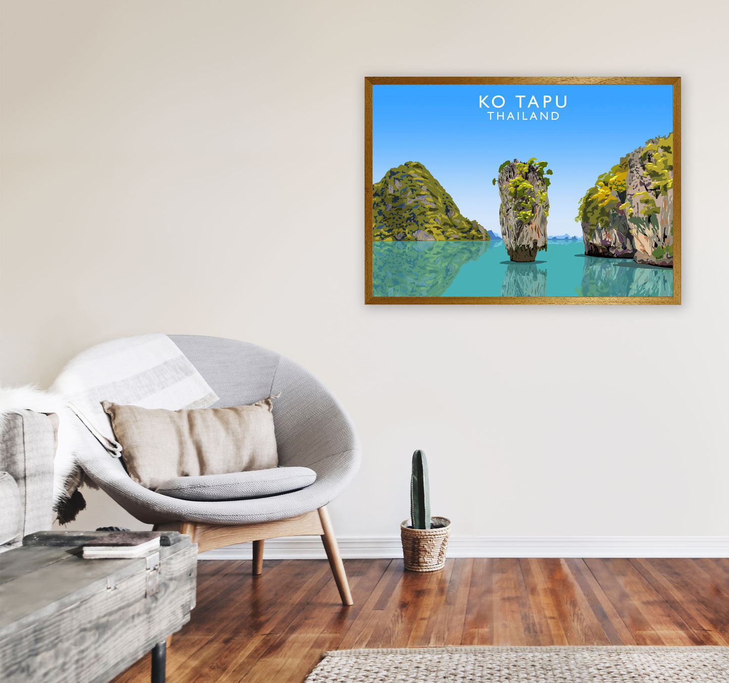 Ko Tapu Thailand Travel Art Print by Richard O'Neill, Framed Wall Art A1 Print Only