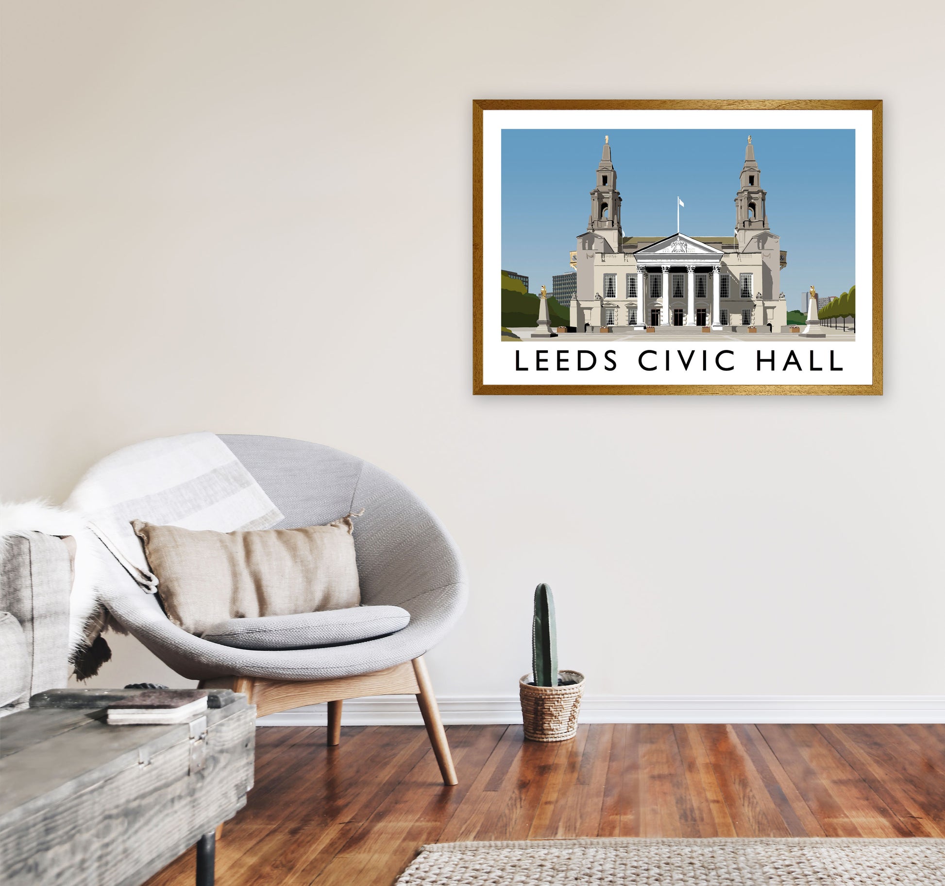 Leeds Civic Hall Digital Art Print by Richard O'Neill, Framed Wall Art A1 Print Only