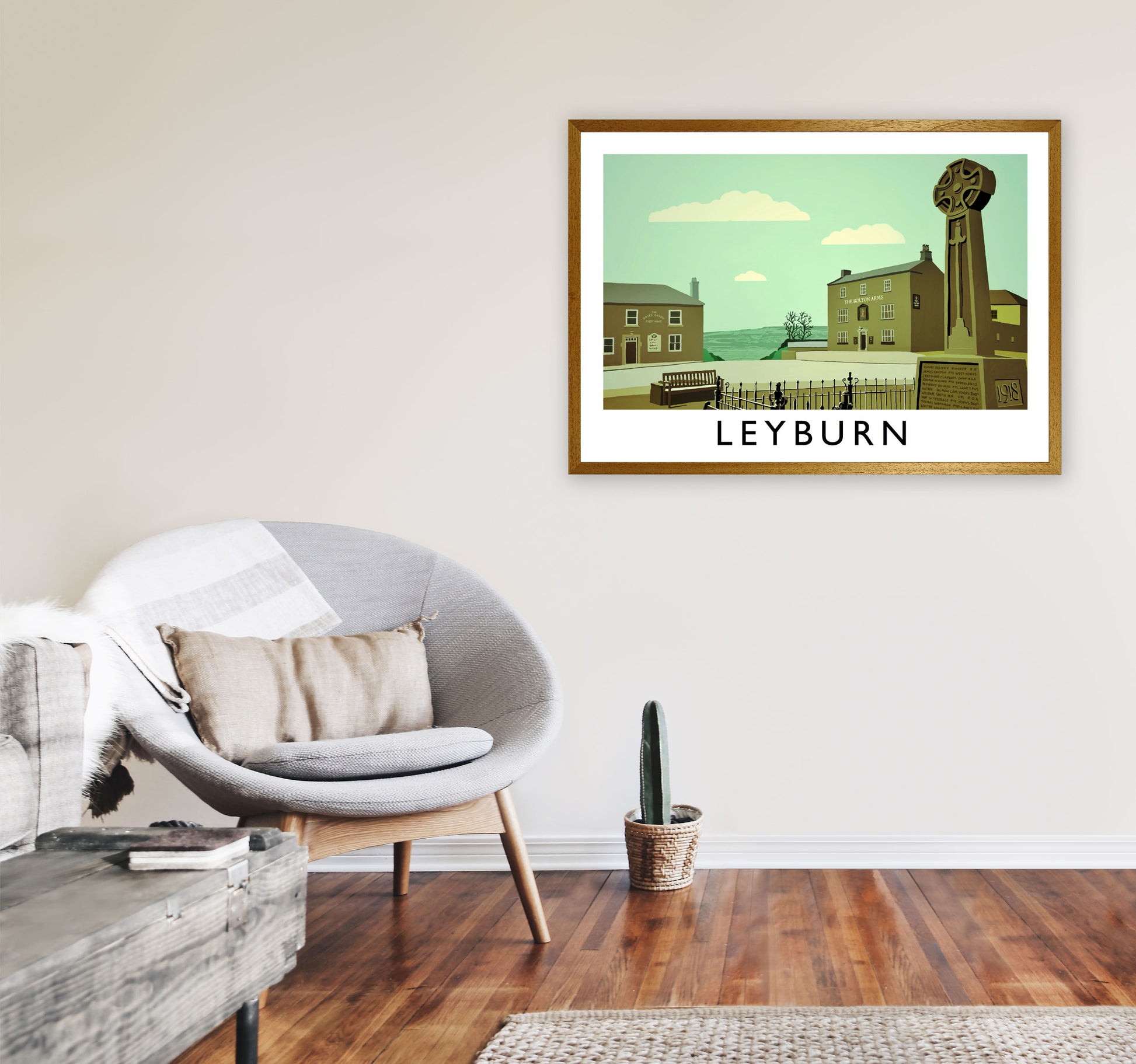 Leyburn Travel Art Print by Richard O'Neill, Framed Wall Art A1 Print Only