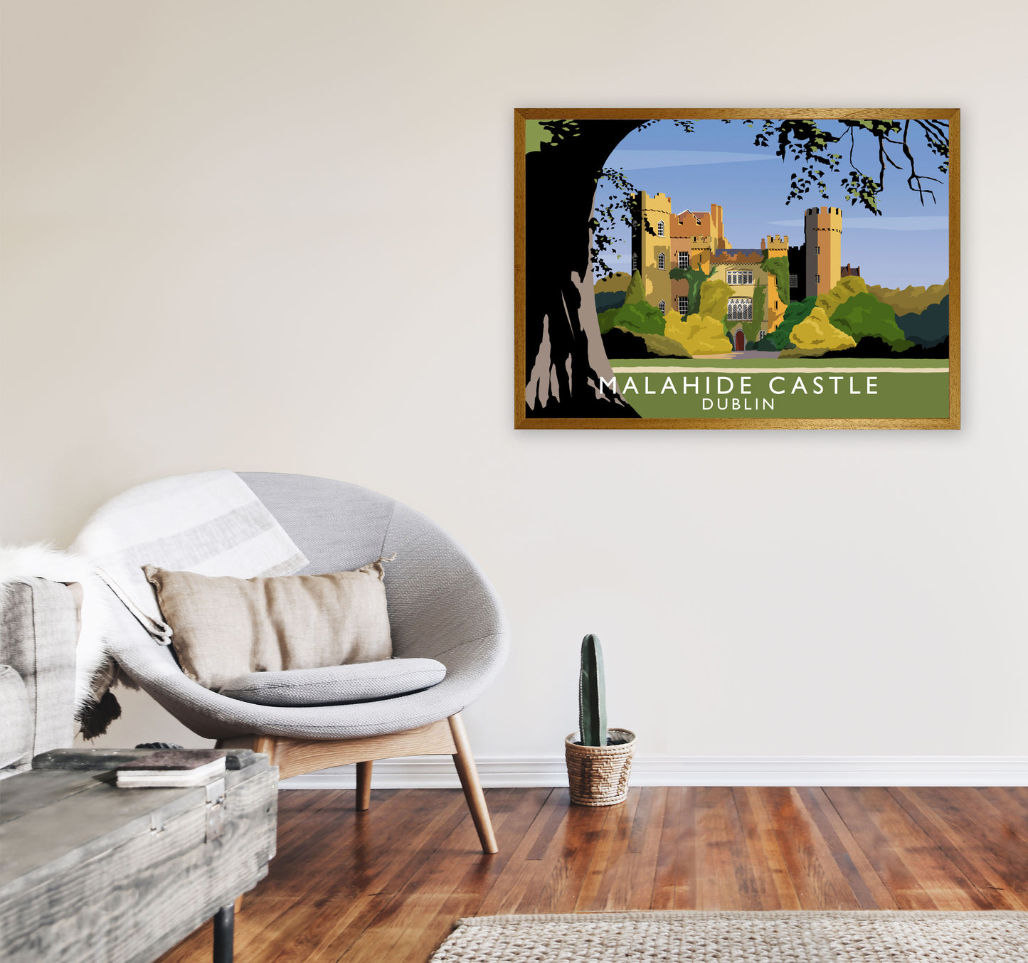 Malahide Castle Dublin Travel Art Print by Richard O'Neill, Framed Wall Art A1 Print Only