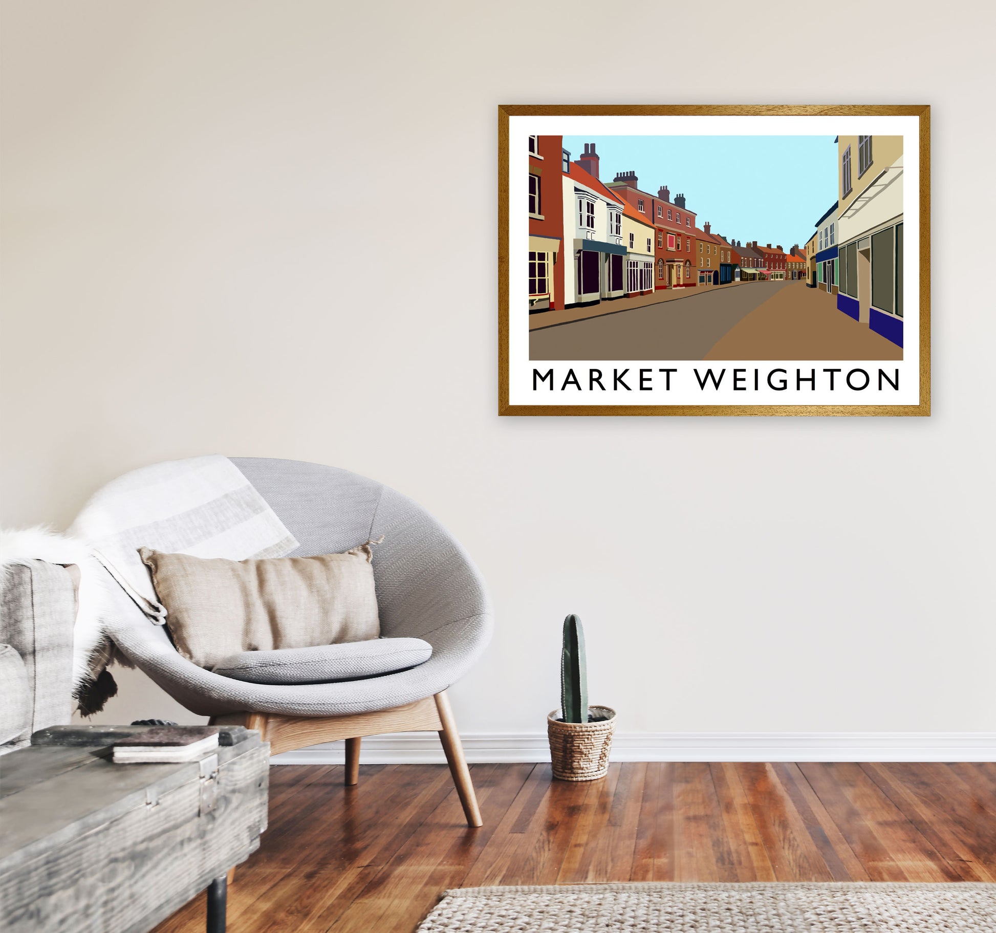 Market Weighton Travel Art Print by Richard O'Neill, Framed Wall Art A1 Print Only