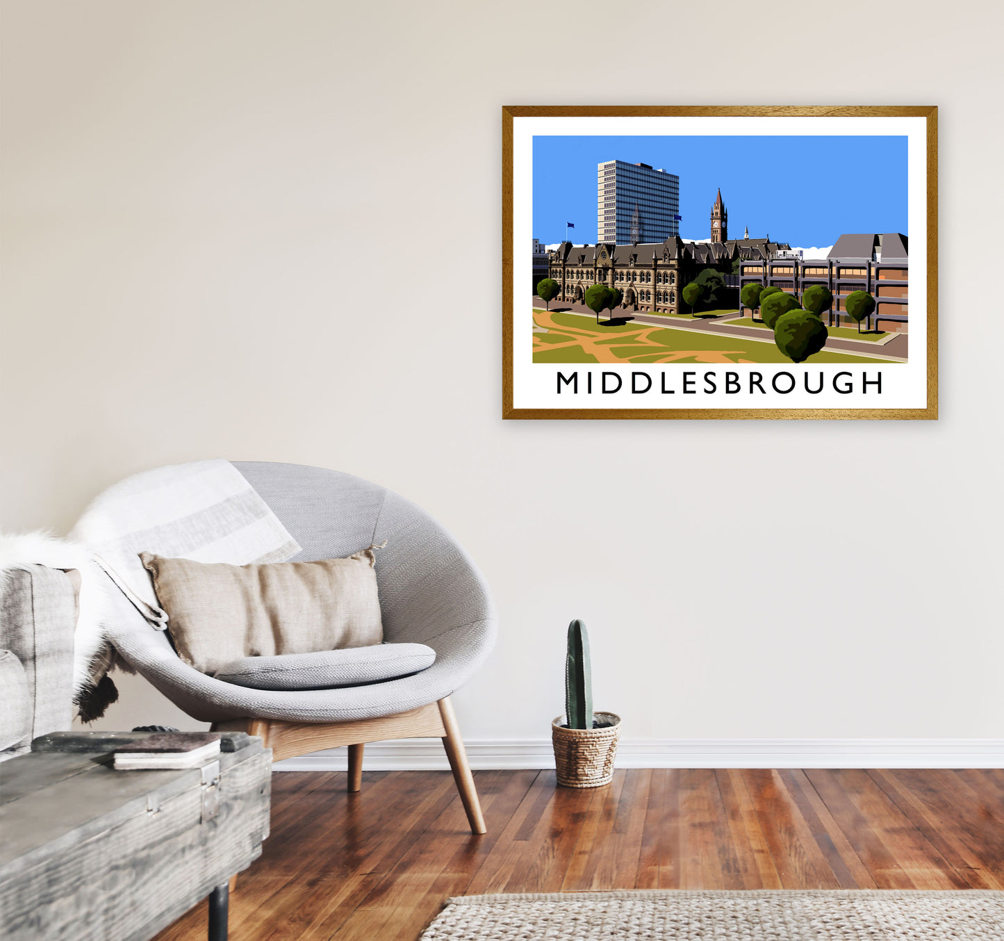 Middlesbrough Travel Art Print by Richard O'Neill, Framed Wall Art A1 Print Only