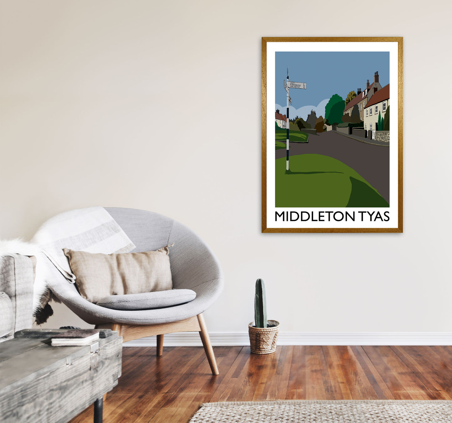 Middleton Tyas Portrait Travel Art Print by Richard O'Neill, Framed Wall Art A1 Print Only