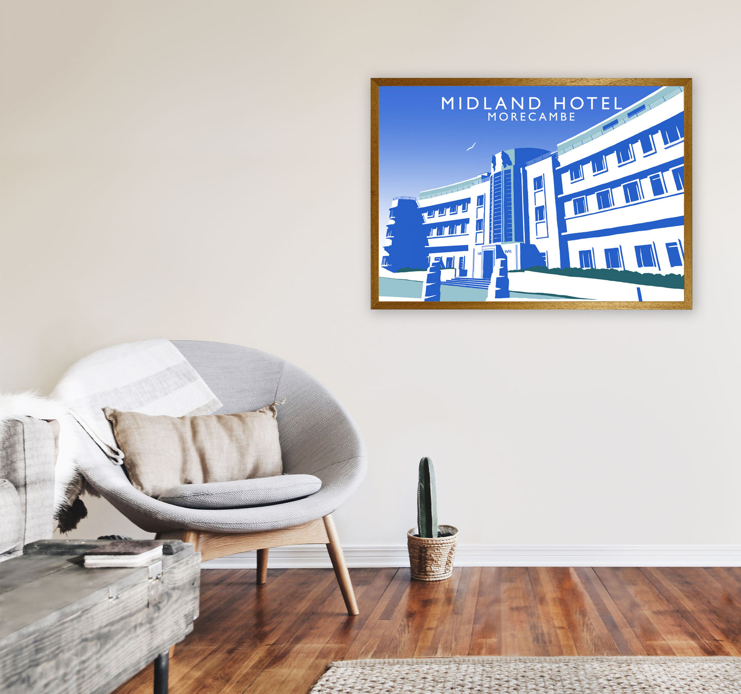 Midland Hotel Morecambe Travel Art Print by Richard O'Neill, Framed Wall Art A1 Print Only