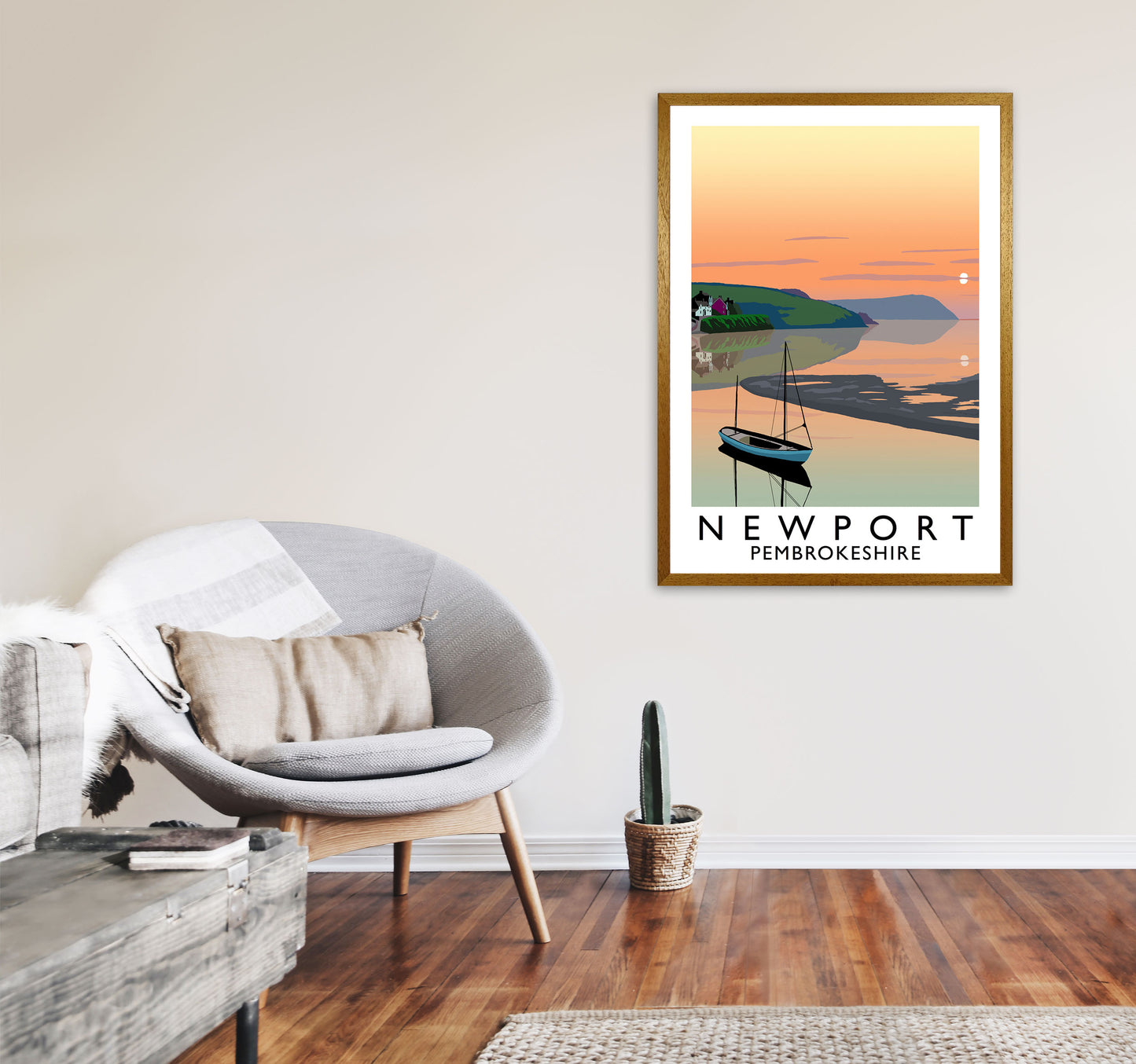 Newport Pembrokeshire Travel Art Print by Richard O'Neill, Framed Wall Art A1 Print Only