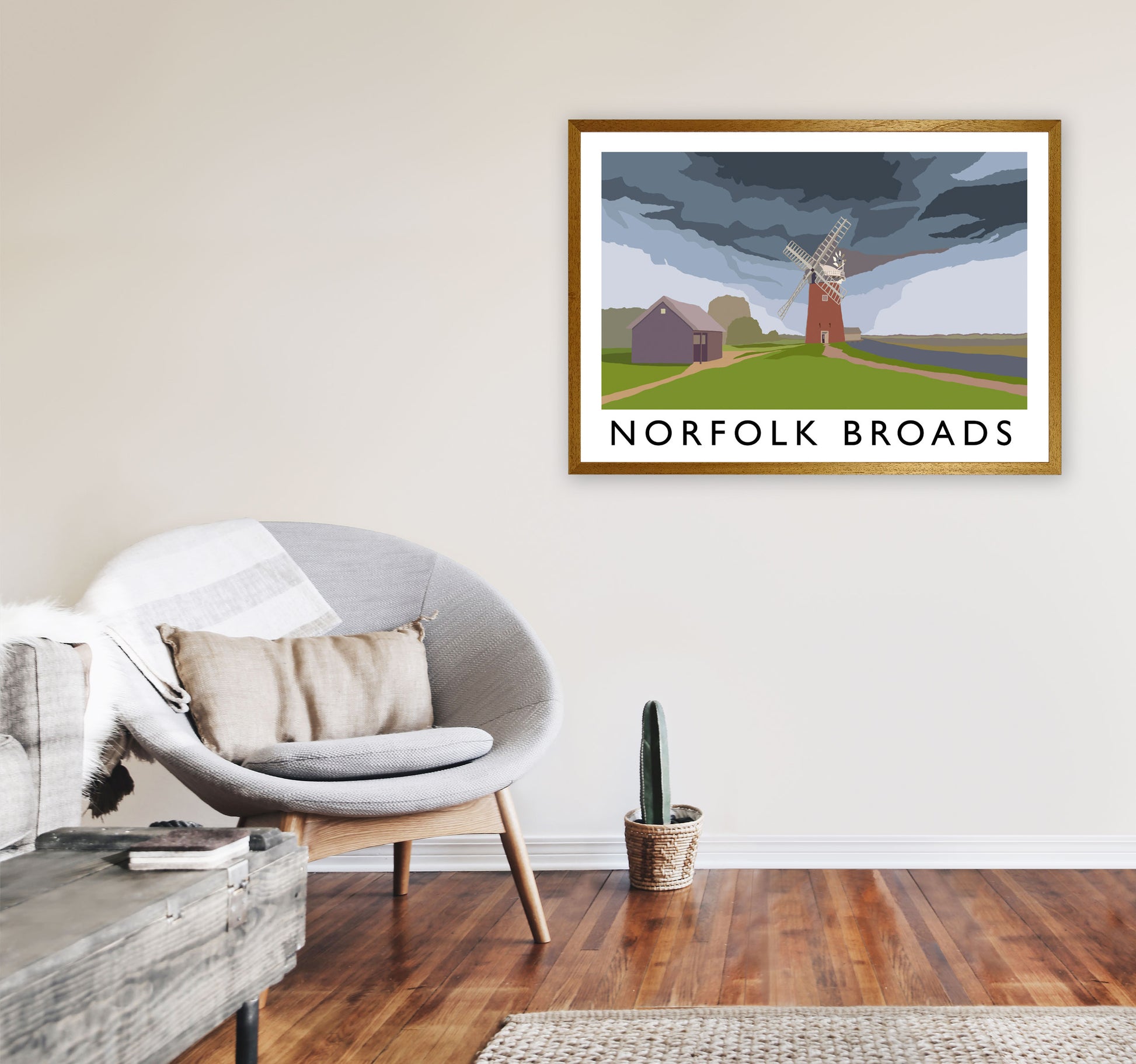 Norfolk Broads Framed Digital Art Print by Richard O'Neill A1 Print Only