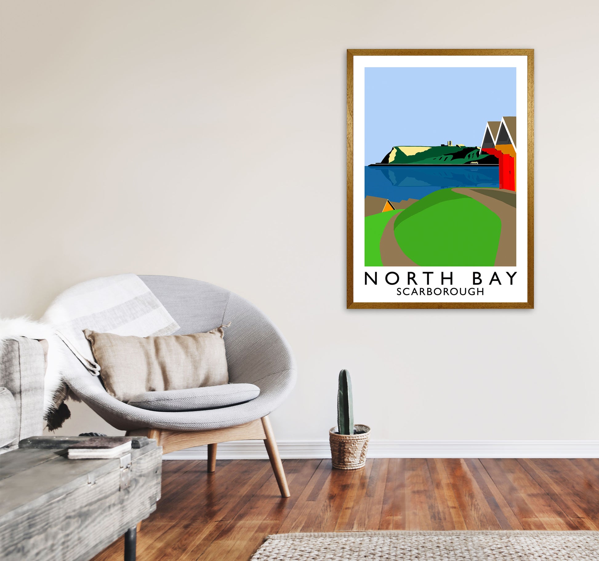 North Bay2 Portrait  Scarborough Travel Art Print by Richard O'Neill, Framed Wall Art A1 Print Only