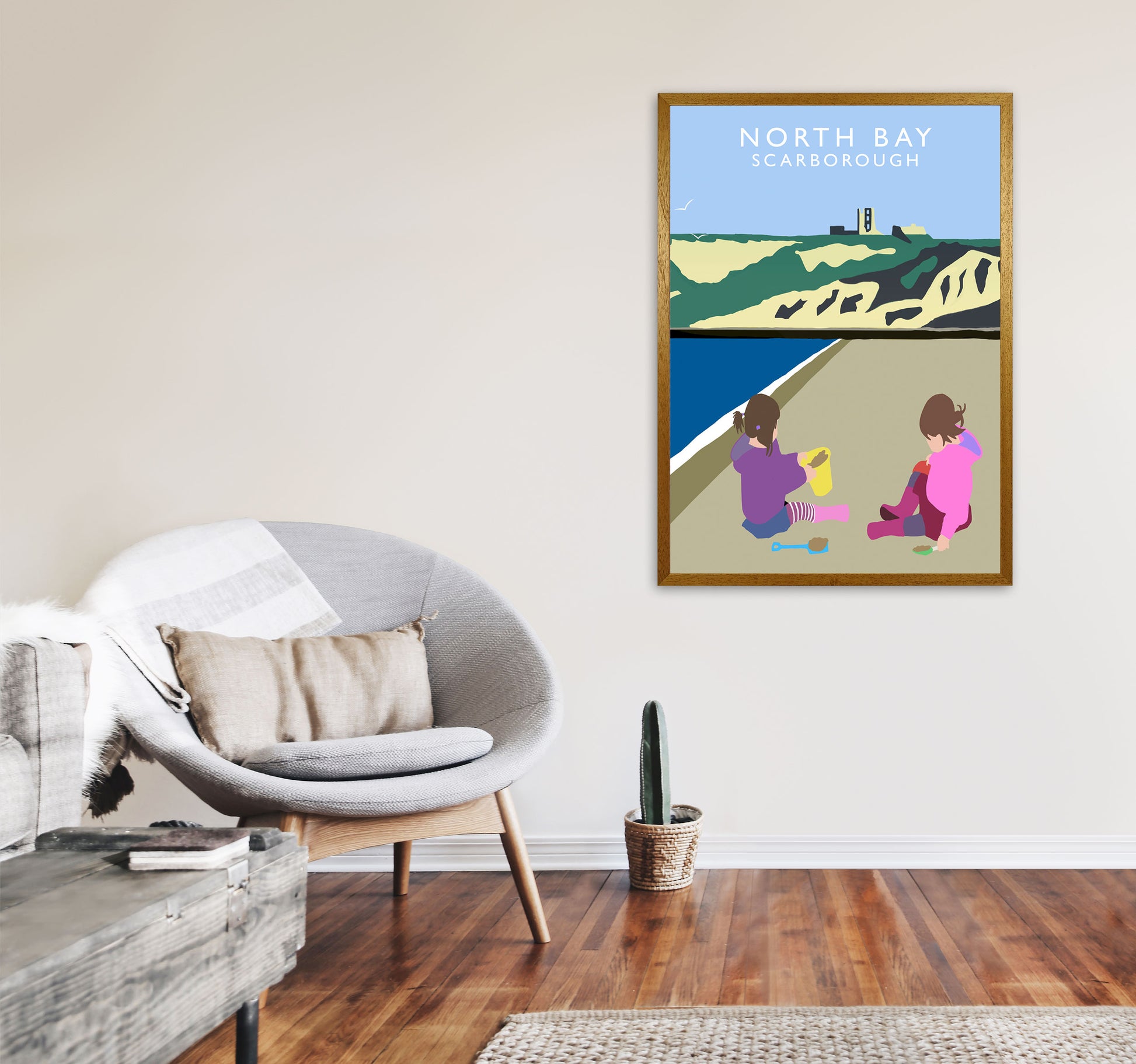 North Bay3 Portrait  Scarborough Travel Art Print by Richard O'Neill, Framed Wall Art A1 Print Only