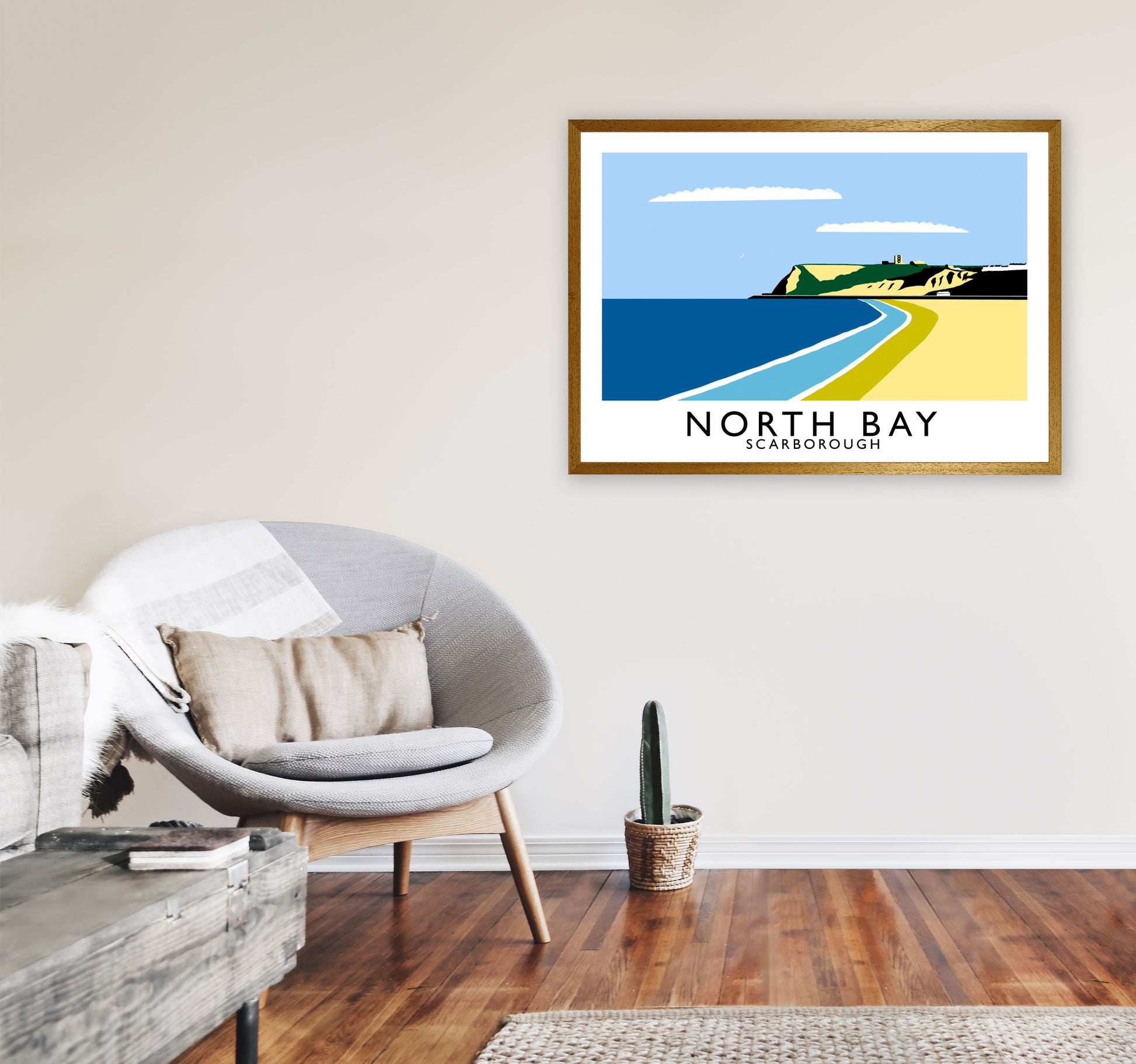 North Bay Scarborough Travel Art Print by Richard O'Neill, Framed Wall Art A1 Print Only