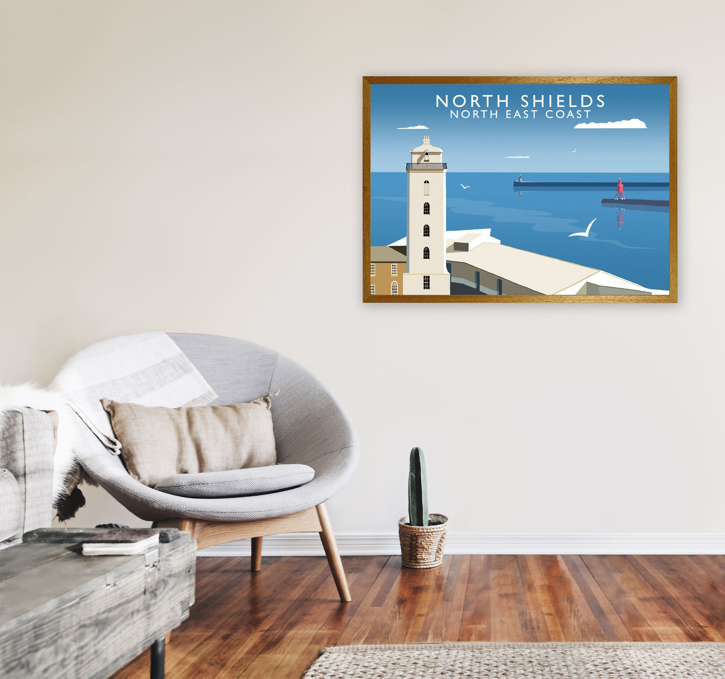 North Shields East Coast Travel Art Print by Richard O'Neill A1 Print Only