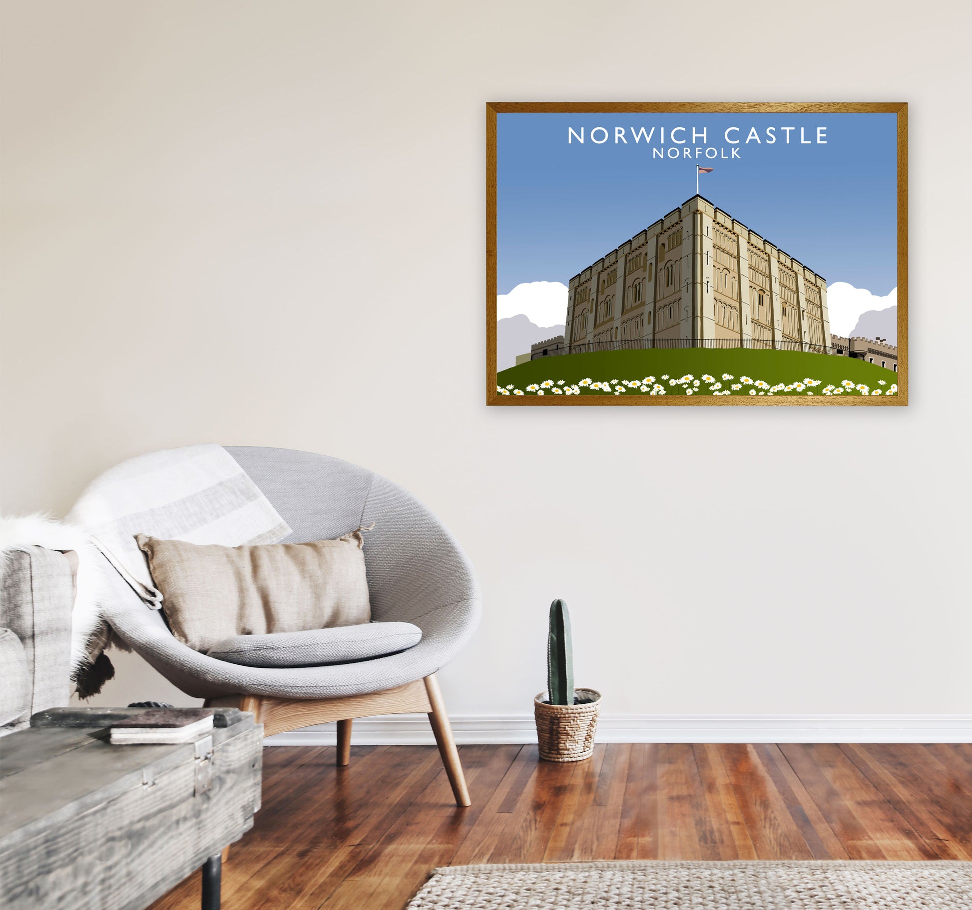 Norwich Castle Norfolk Travel Art Print by Richard O'Neill, Framed Wall Art A1 Print Only