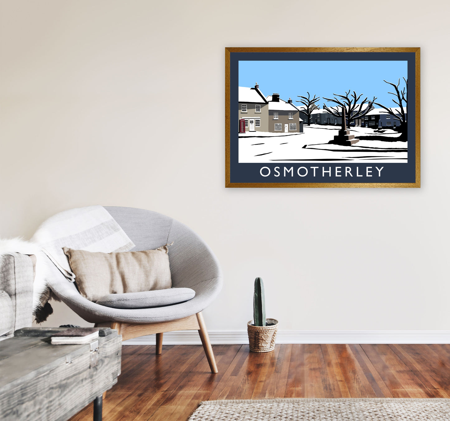 Osmotherley In Snow Travel Art Print by Richard O'Neill, Framed Wall Art A1 Print Only