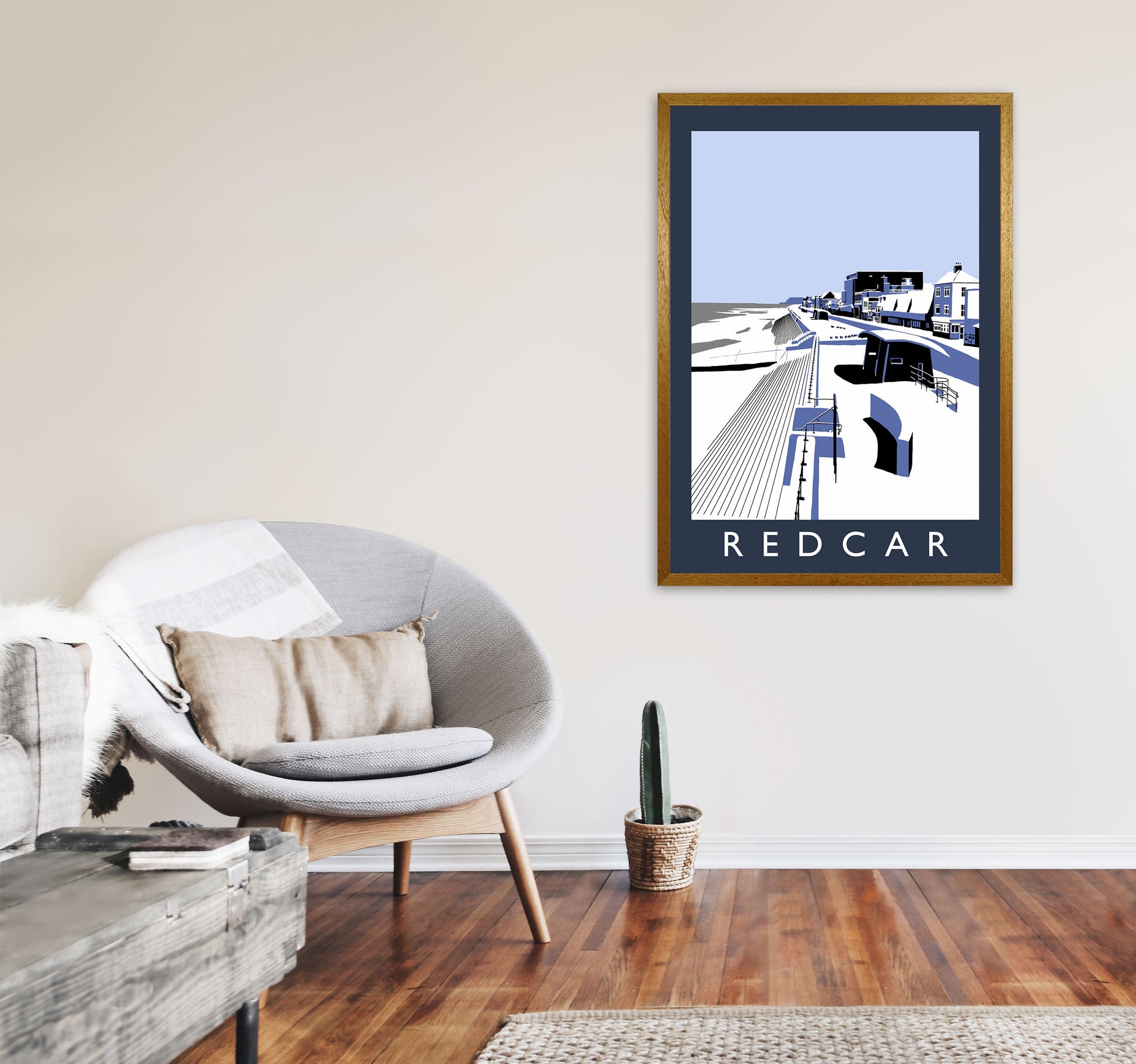 Redcar Travel Art Print by Richard O'Neill, Framed Wall Art A1 Print Only