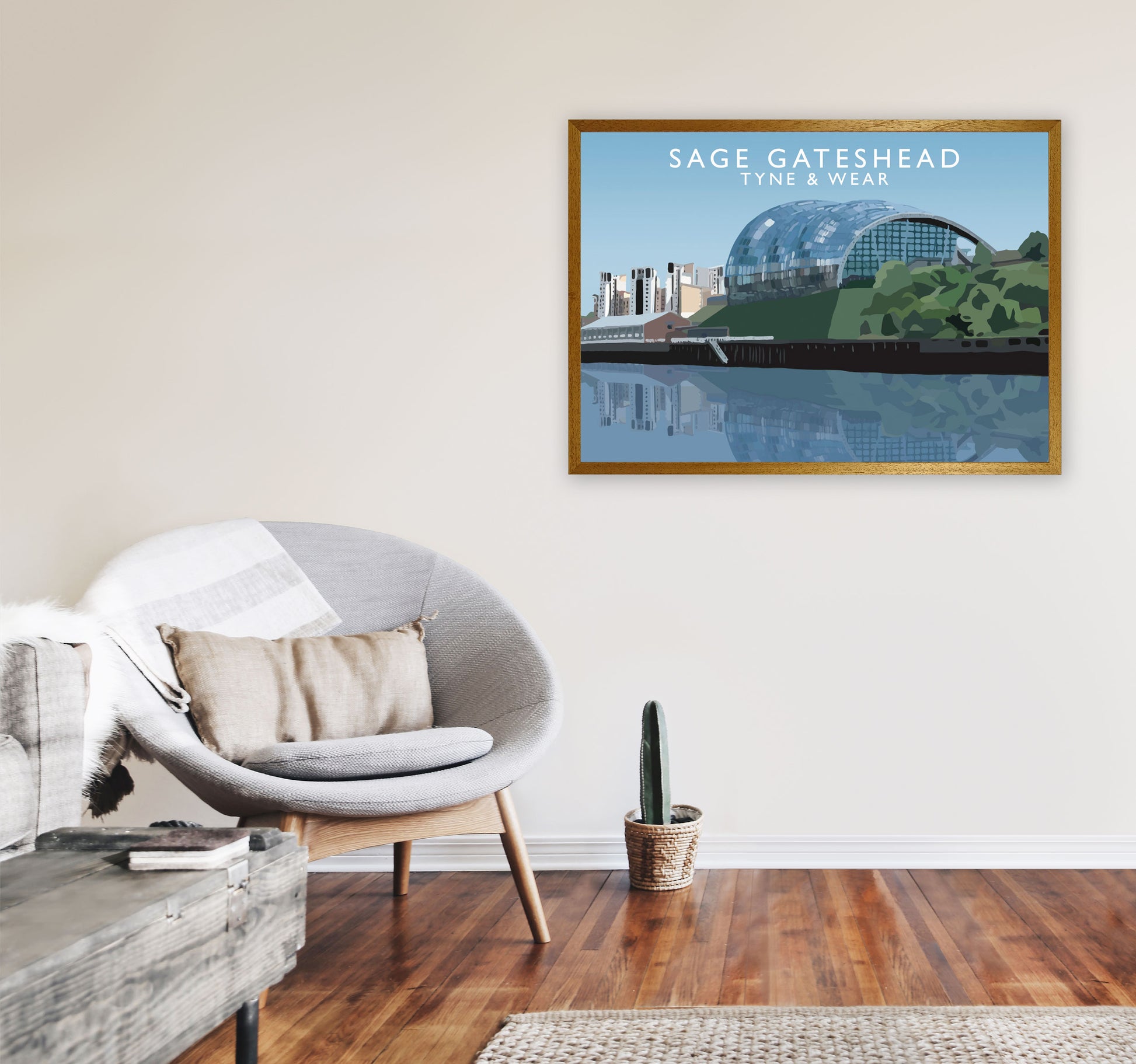 Sage Gateshead Tyne & Wear Travel Art Print by Richard O'Neill A1 Print Only