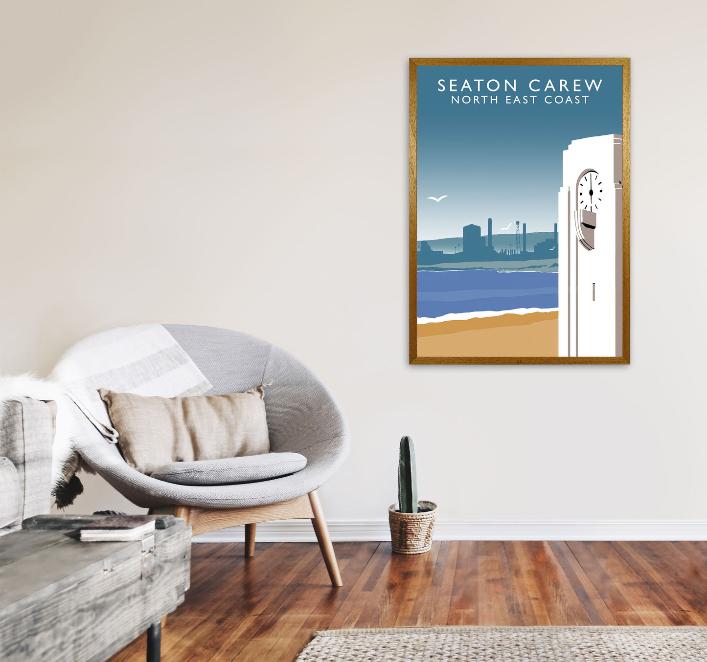 Seaton Carew Portrait North East Coast Travel Art Print by Richard O'Neill A1 Print Only