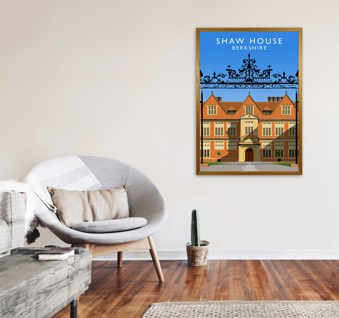 Shaw House Portrait Berkshire Travel Art Print by Richard O'Neill, Framed Wall Art A1 Print Only