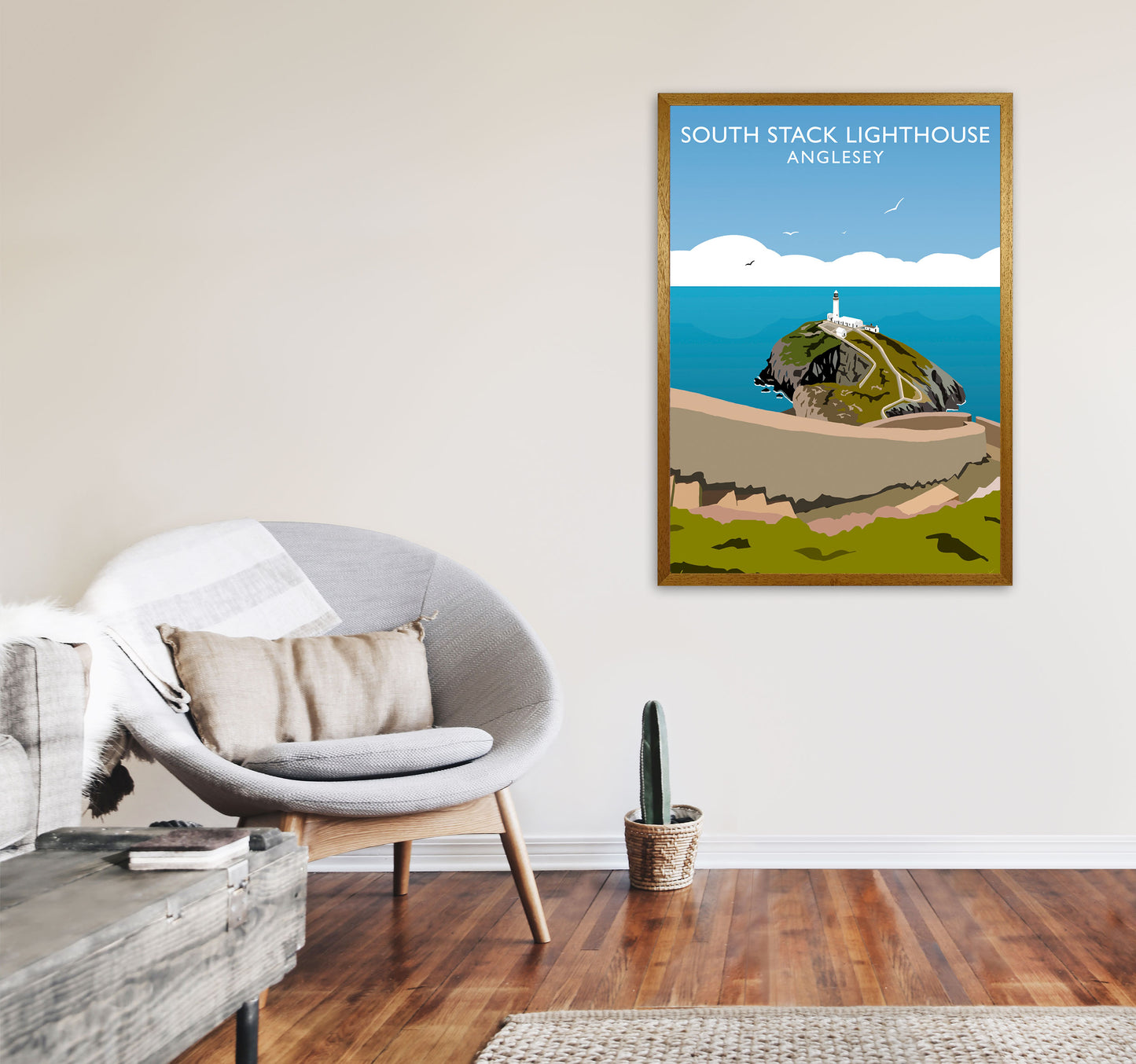 South Stack Lighthouse2 Portrait Anglesey Travel Art Print by Richard O'Neill A1 Print Only