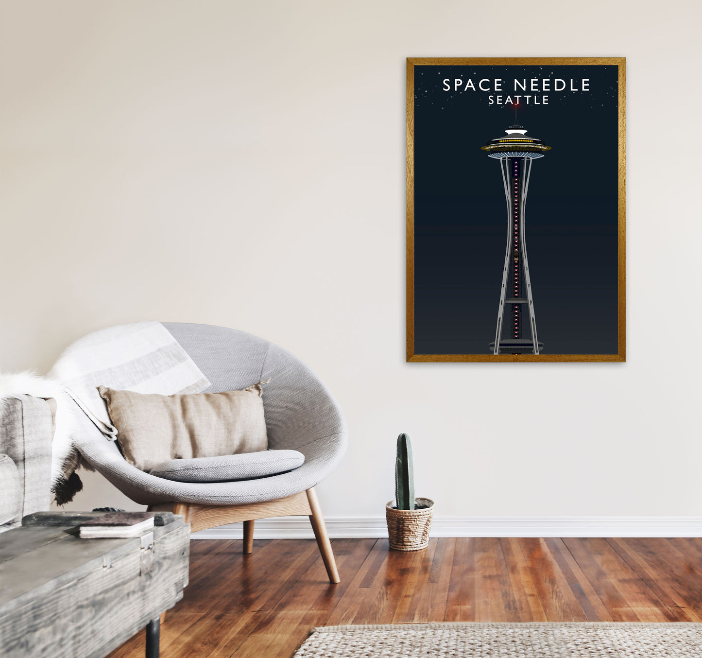 Space Needle Seattle Night Art Print by Richard O'Neill A1 Print Only