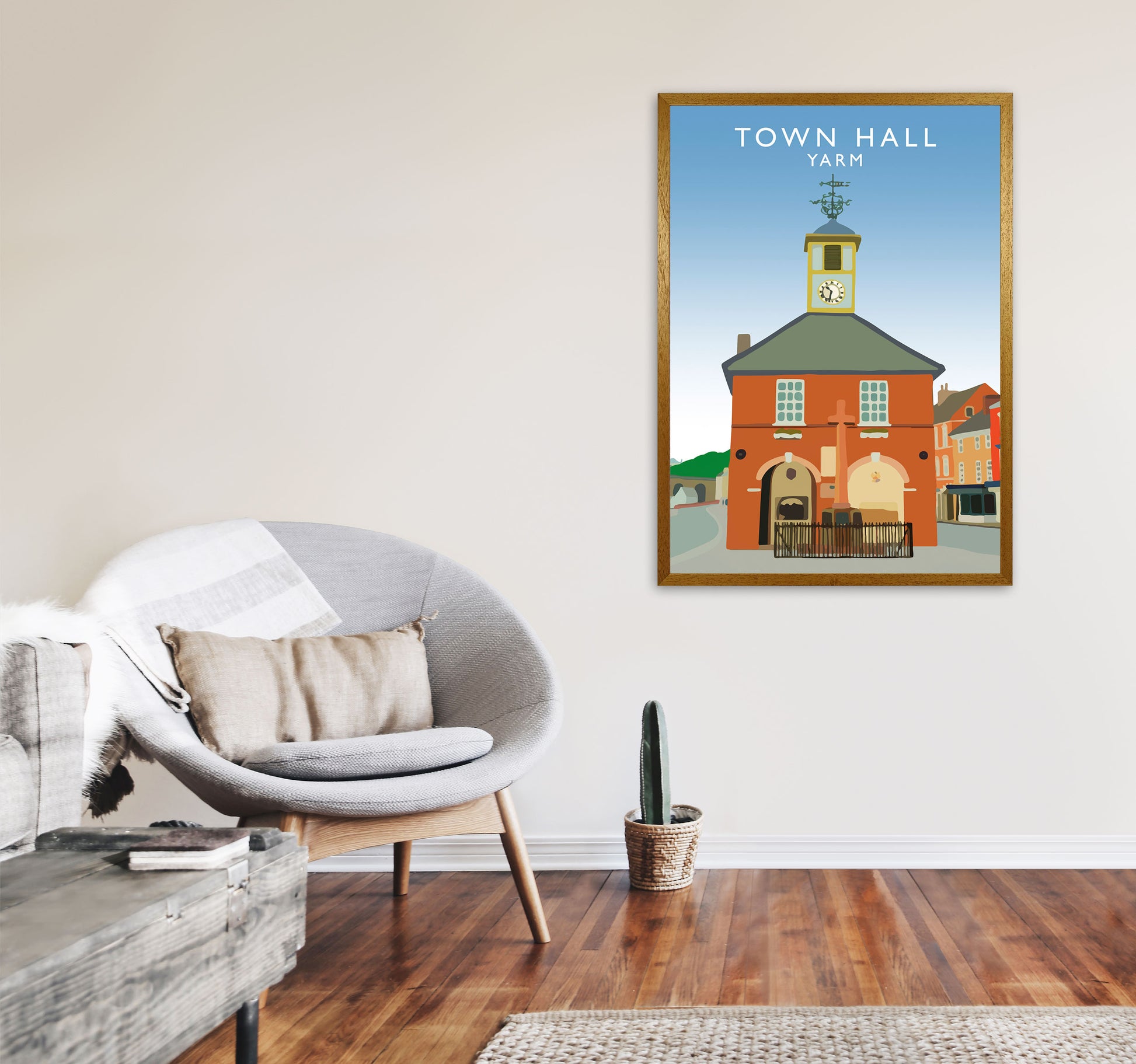 Town Hall Yarm Travel Art Print by Richard O'Neill, Framed Wall Art A1 Print Only