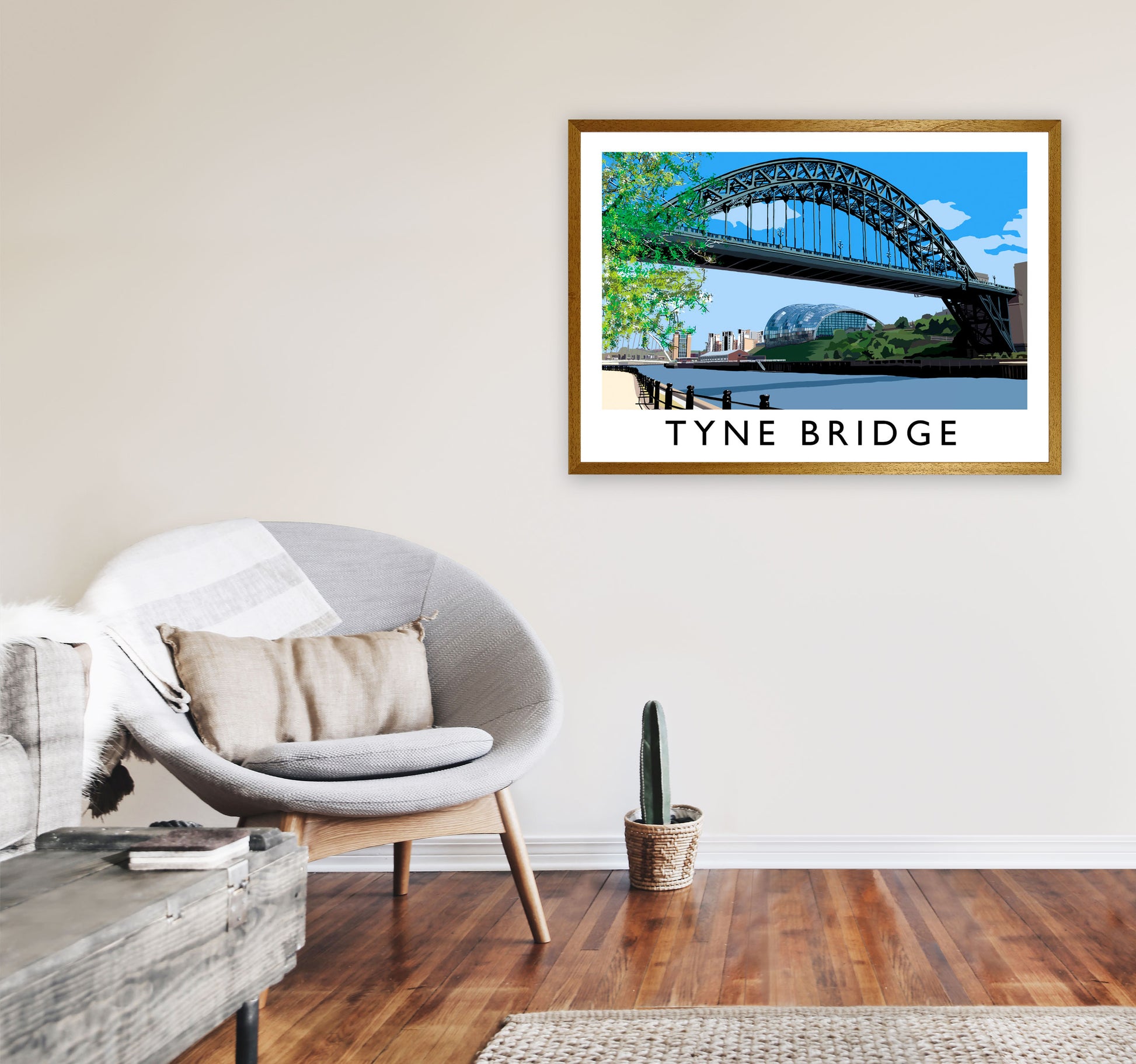 Tyne Bridge Travel Art Print by Richard O'Neill, Framed Wall Art A1 Print Only