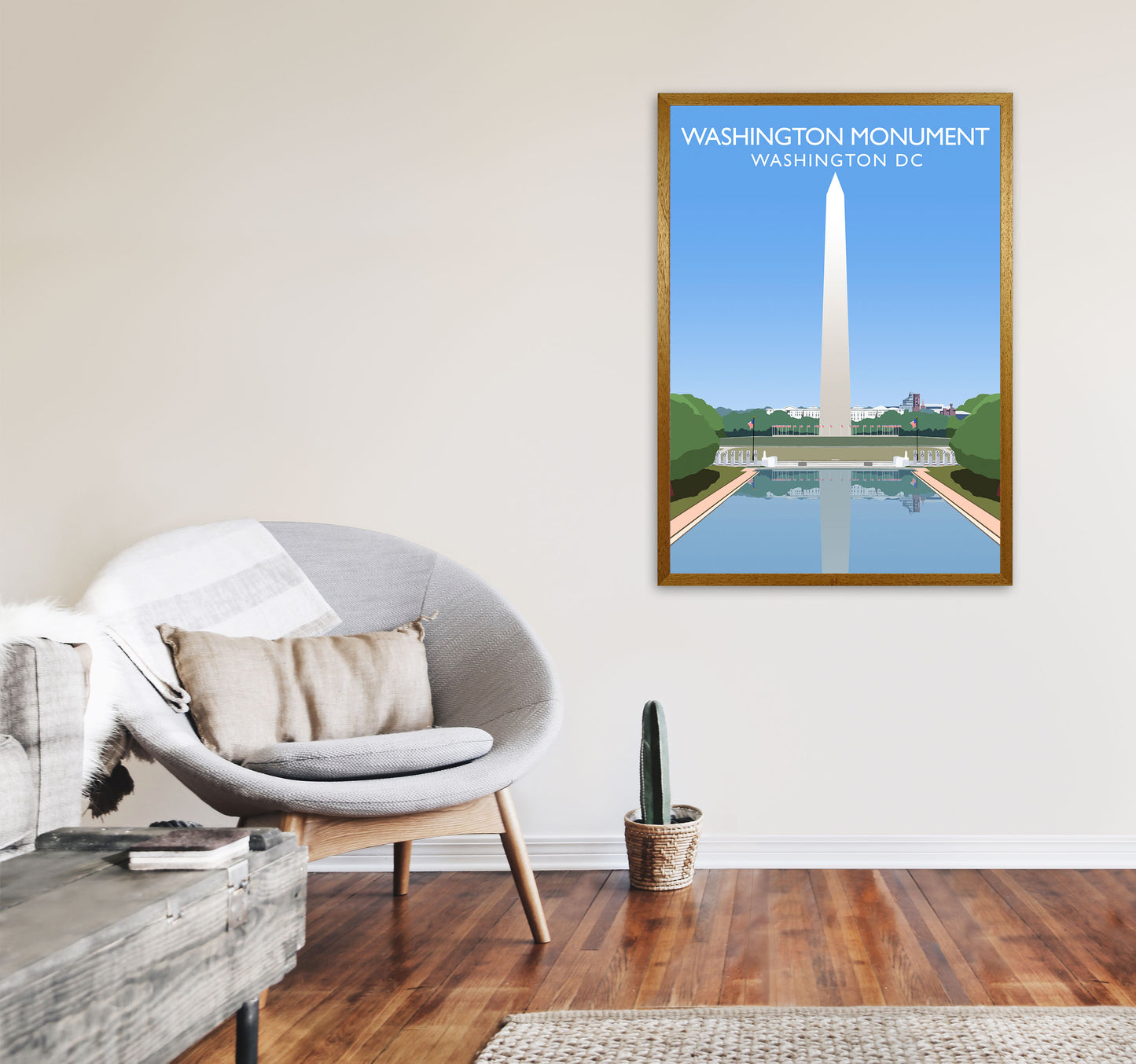 Washington DC Monument Travel Art Print by Richard O'Neill A1 Print Only