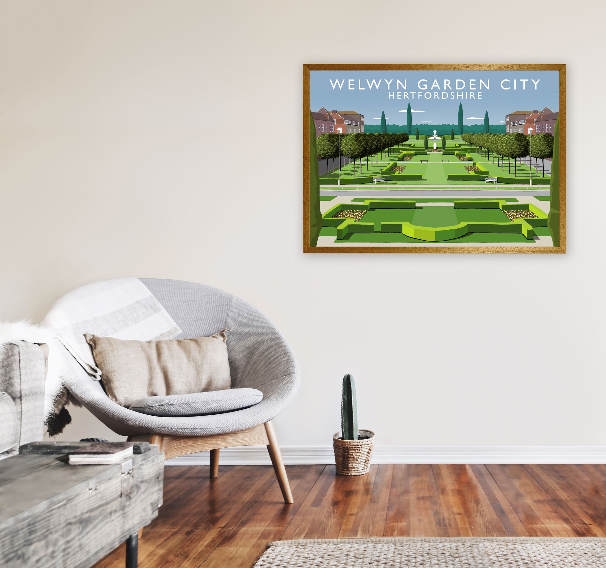 Welwyn Garden City Hertfordshire Travel Art Print by Richard O'Neill A1 Print Only