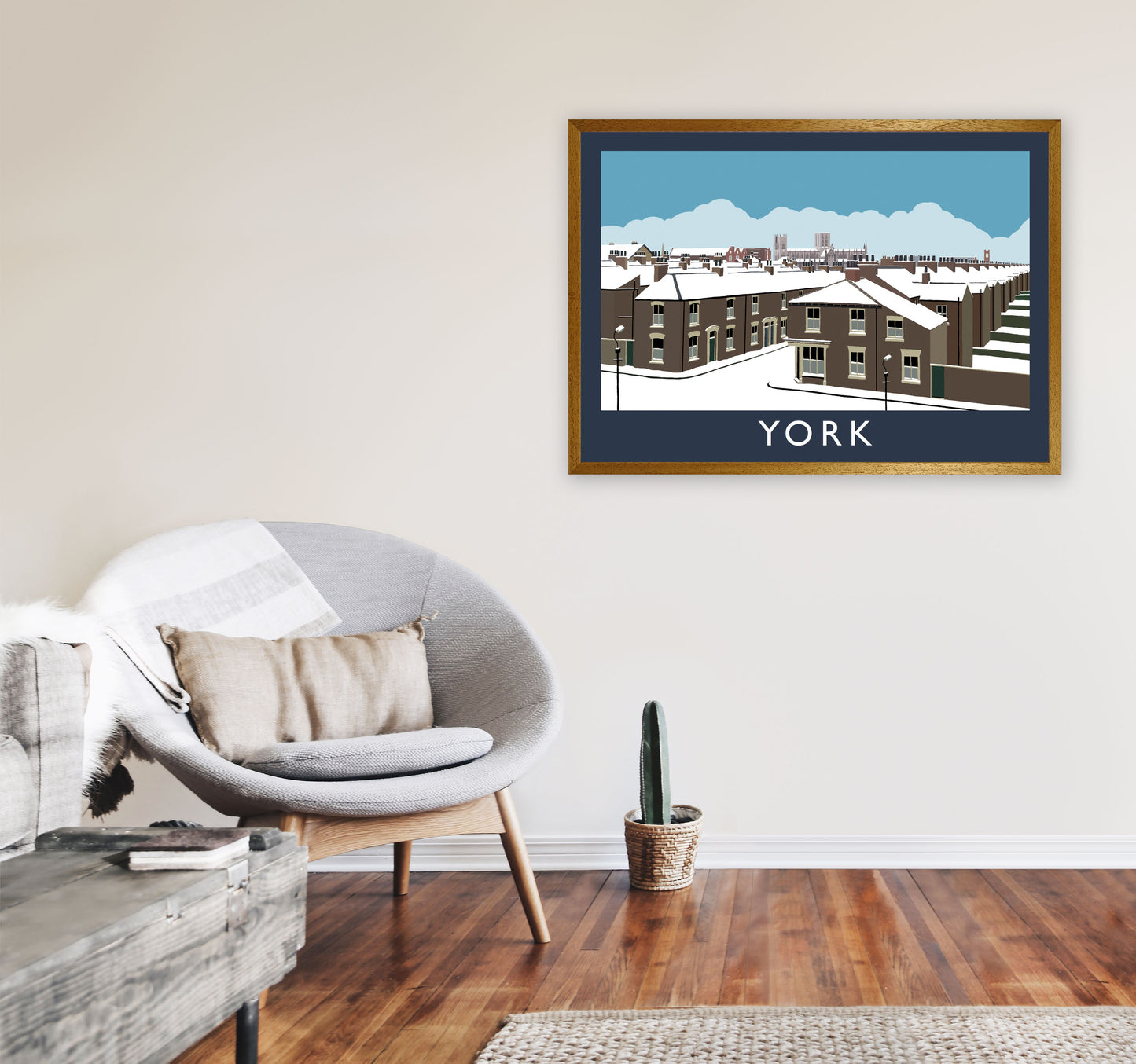 York in Snow Travel Art Print by Richard O'Neill, Framed Wall Art A1 Print Only