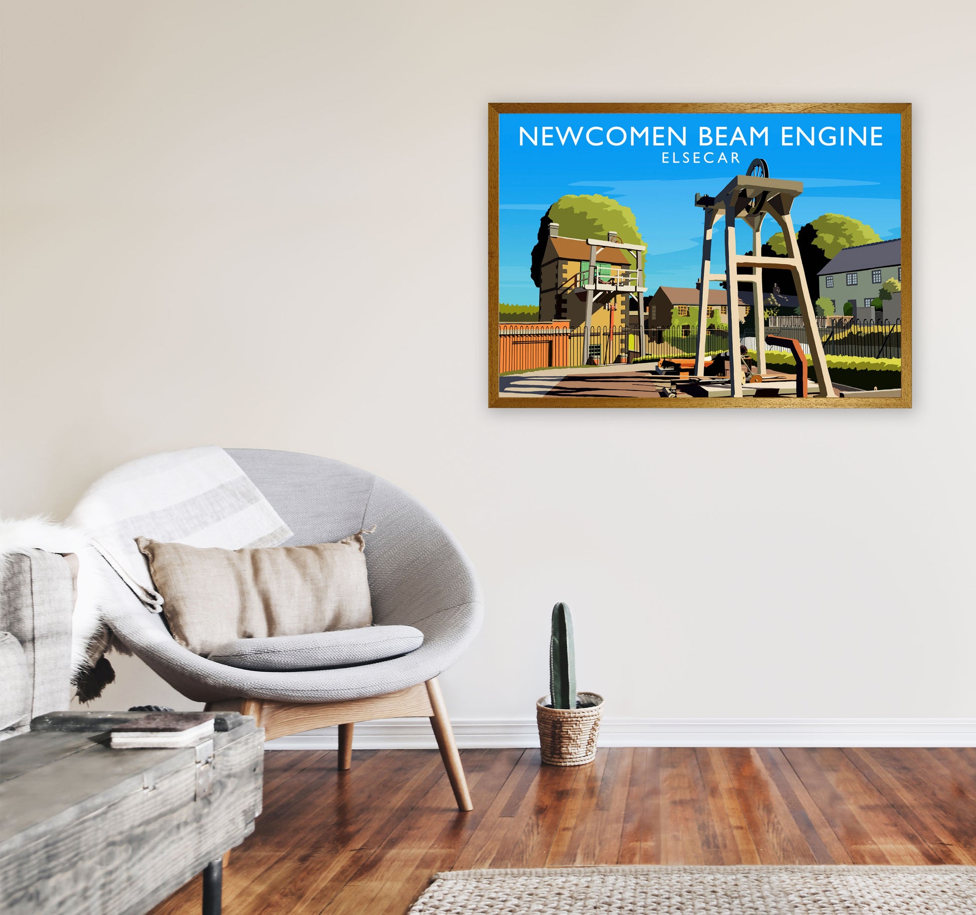 Newcomen Beam Engine by Richard O'Neill A1 Print Only