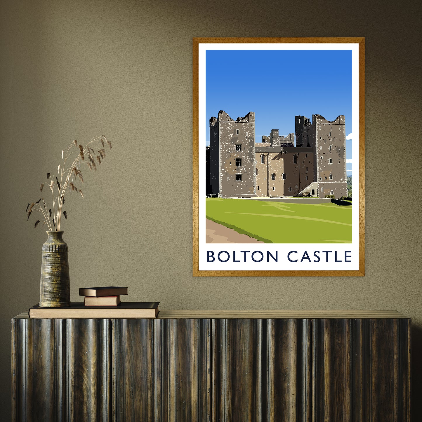 Bolton Castle 2 portrait by Richard O'Neill A1 Oak Frame