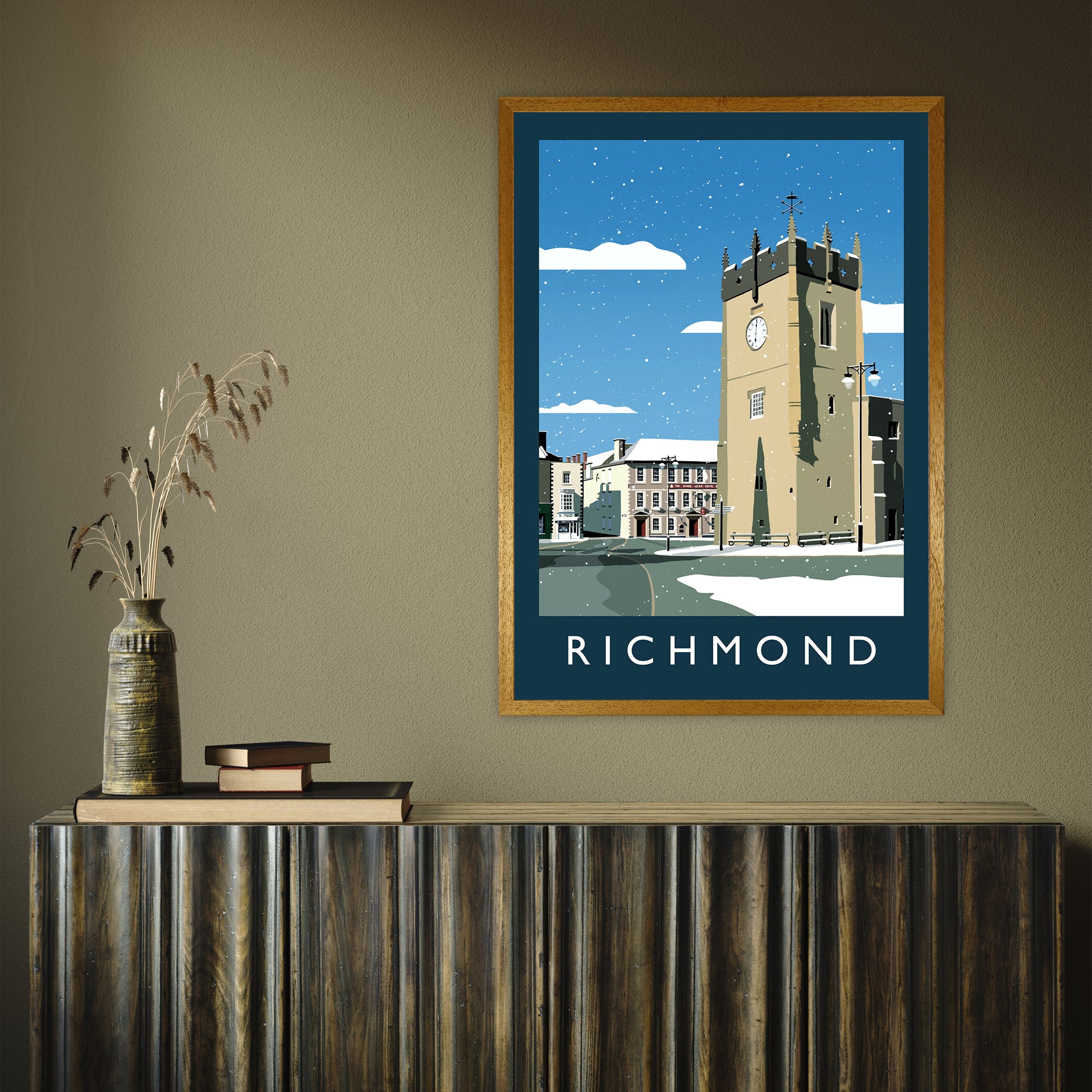 Richmond 2 (Snow) portrait by Richard O'Neill A1 Oak Frame