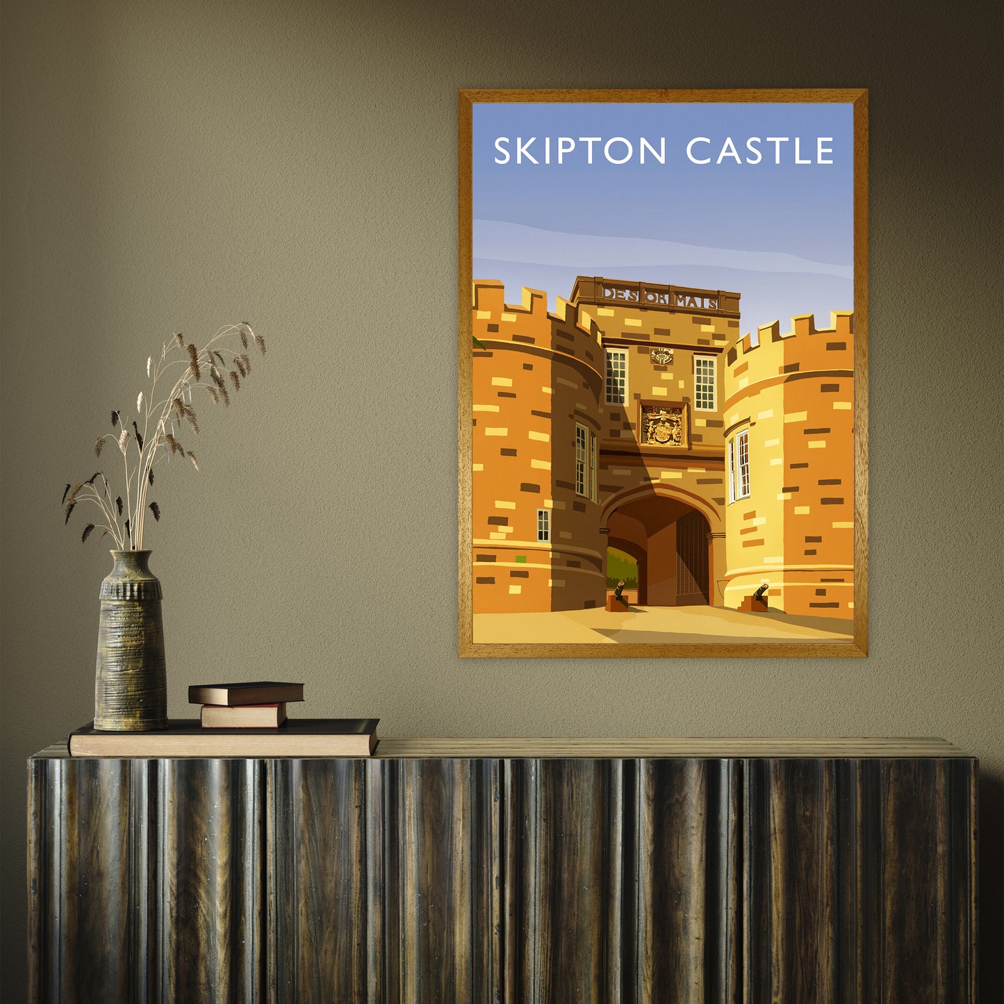 Skipton Castle portrait by Richard O'Neill A1 Oak Frame