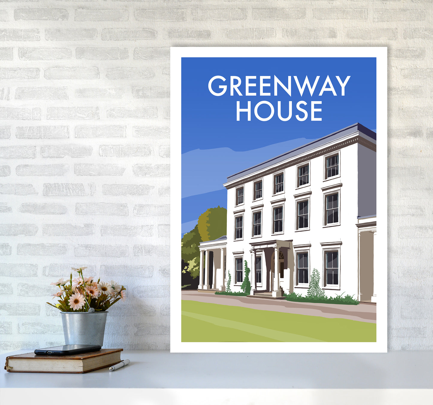 Greenway House Portrait Art Print by Richard O'Neill A1 Black Frame