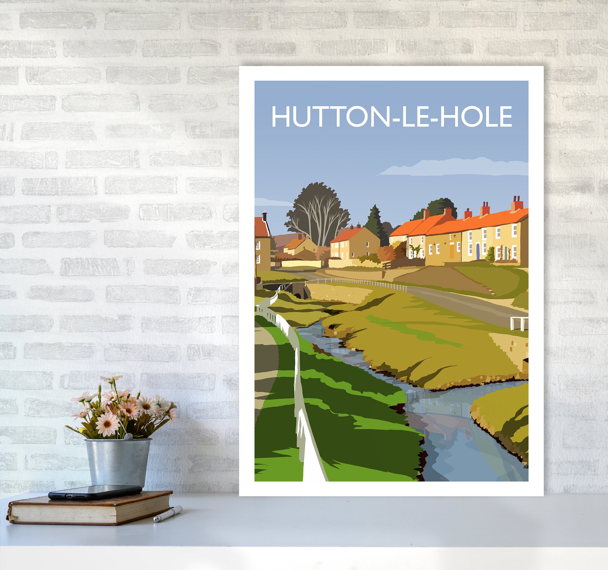 Hutton-Le-Hole Portrait Art Print by Richard O'Neill A1 Black Frame