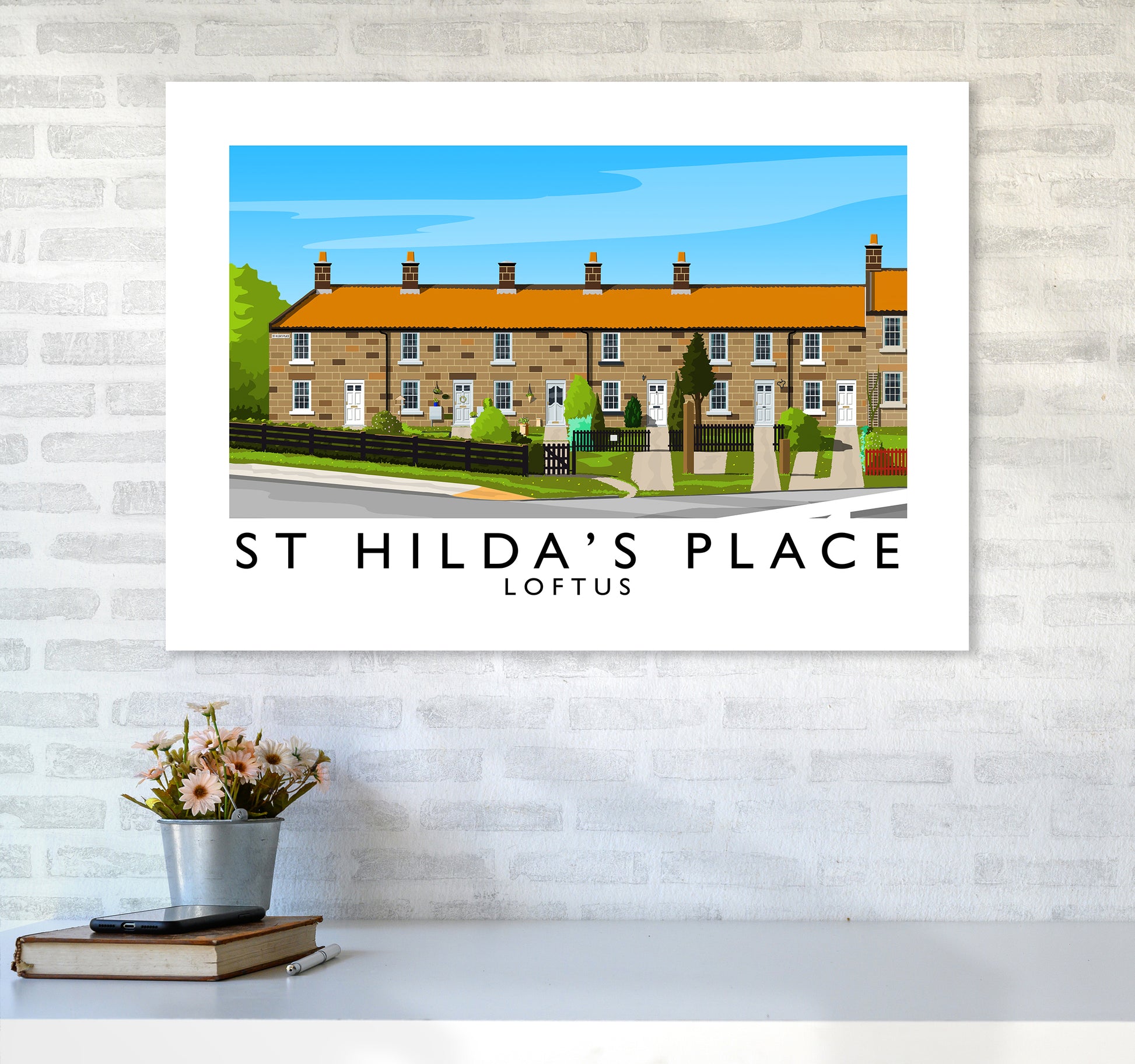 St Hilda's Place Art Print by Richard O'Neill A1 Black Frame