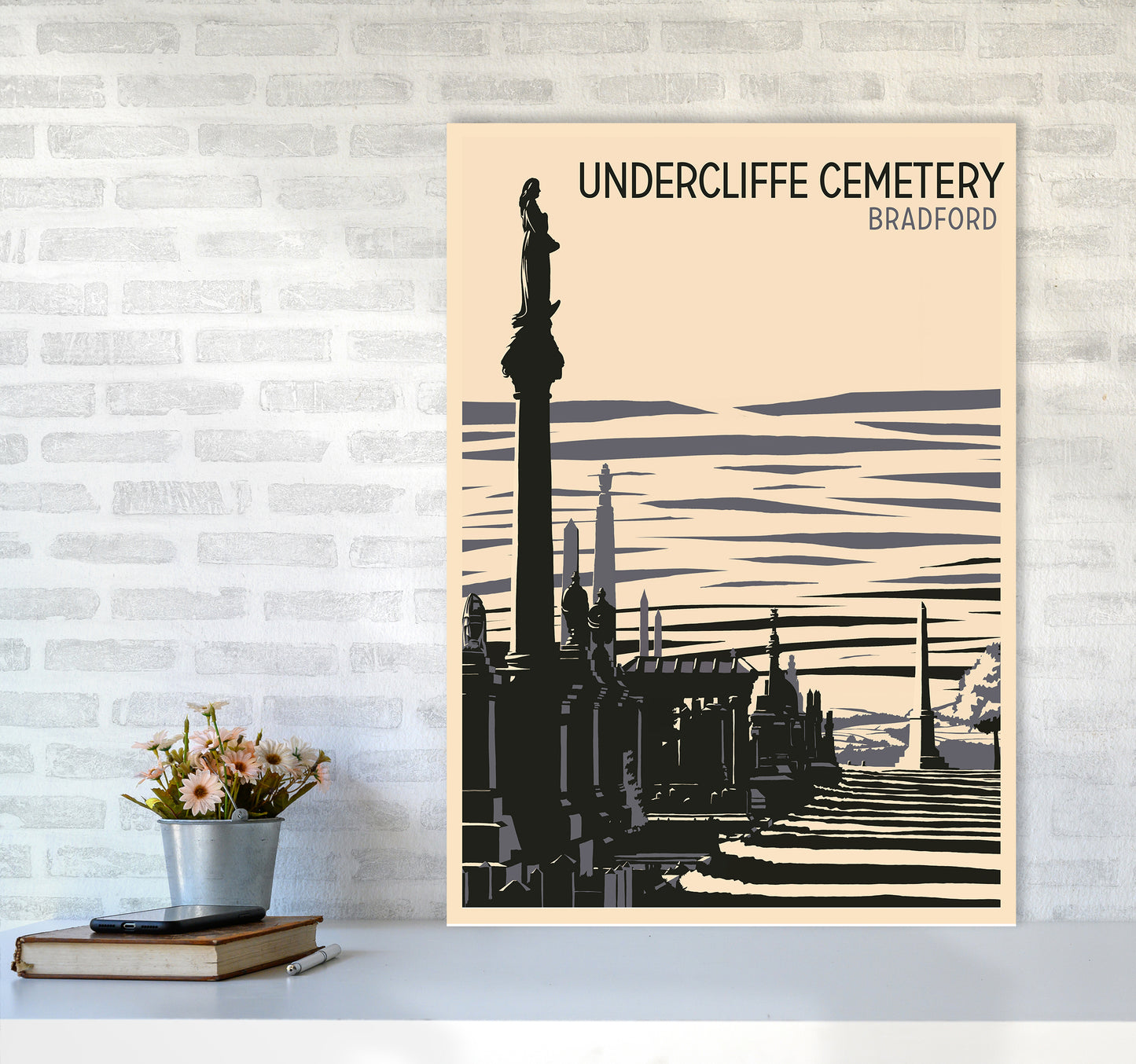 Undercliffe Cemetery portrait copy Travel Art Print by Richard O'Neill A1 Black Frame