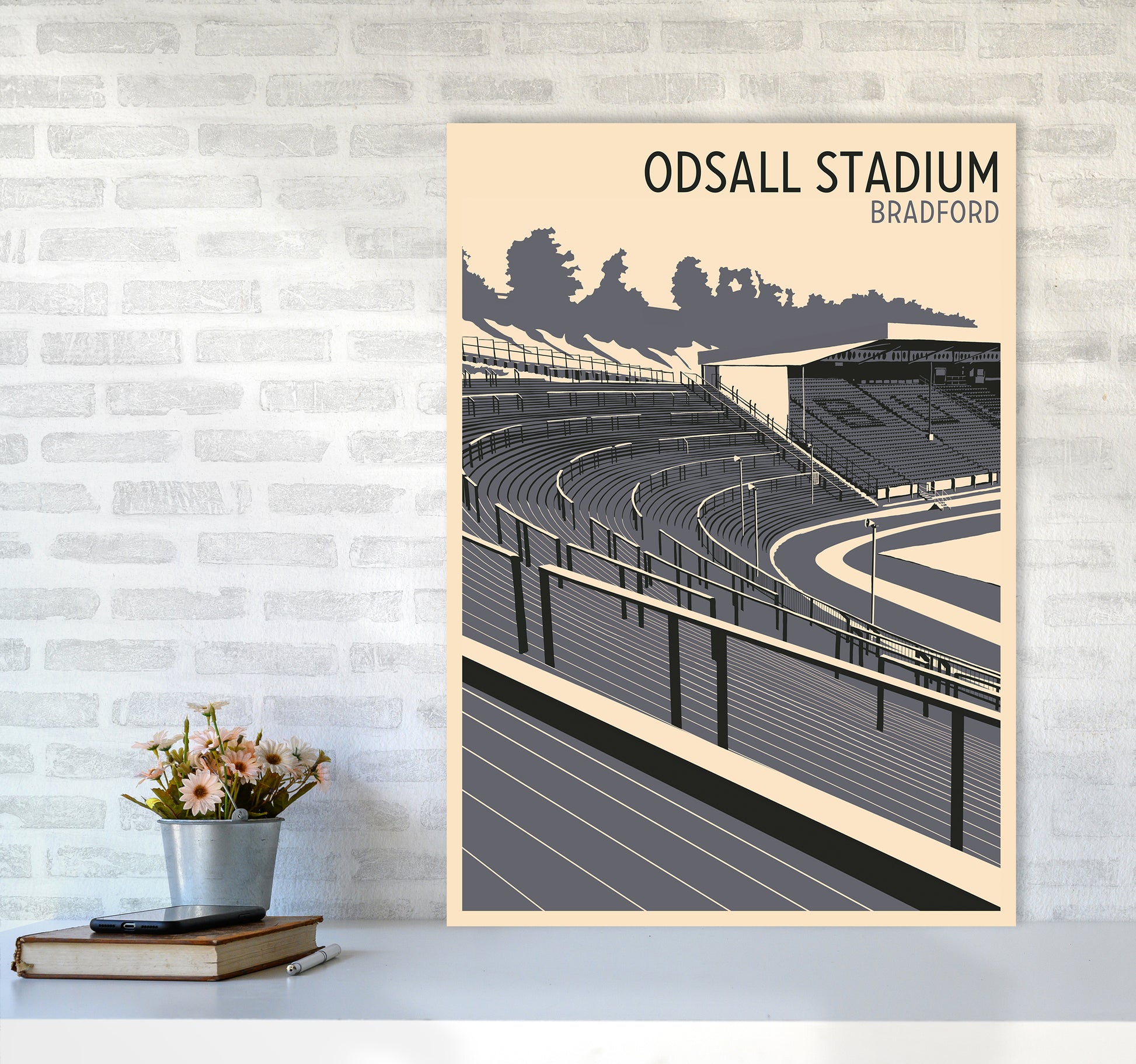 Odsal Stadium, Bradford Travel Art Print by Richard O'Neill A1 Black Frame