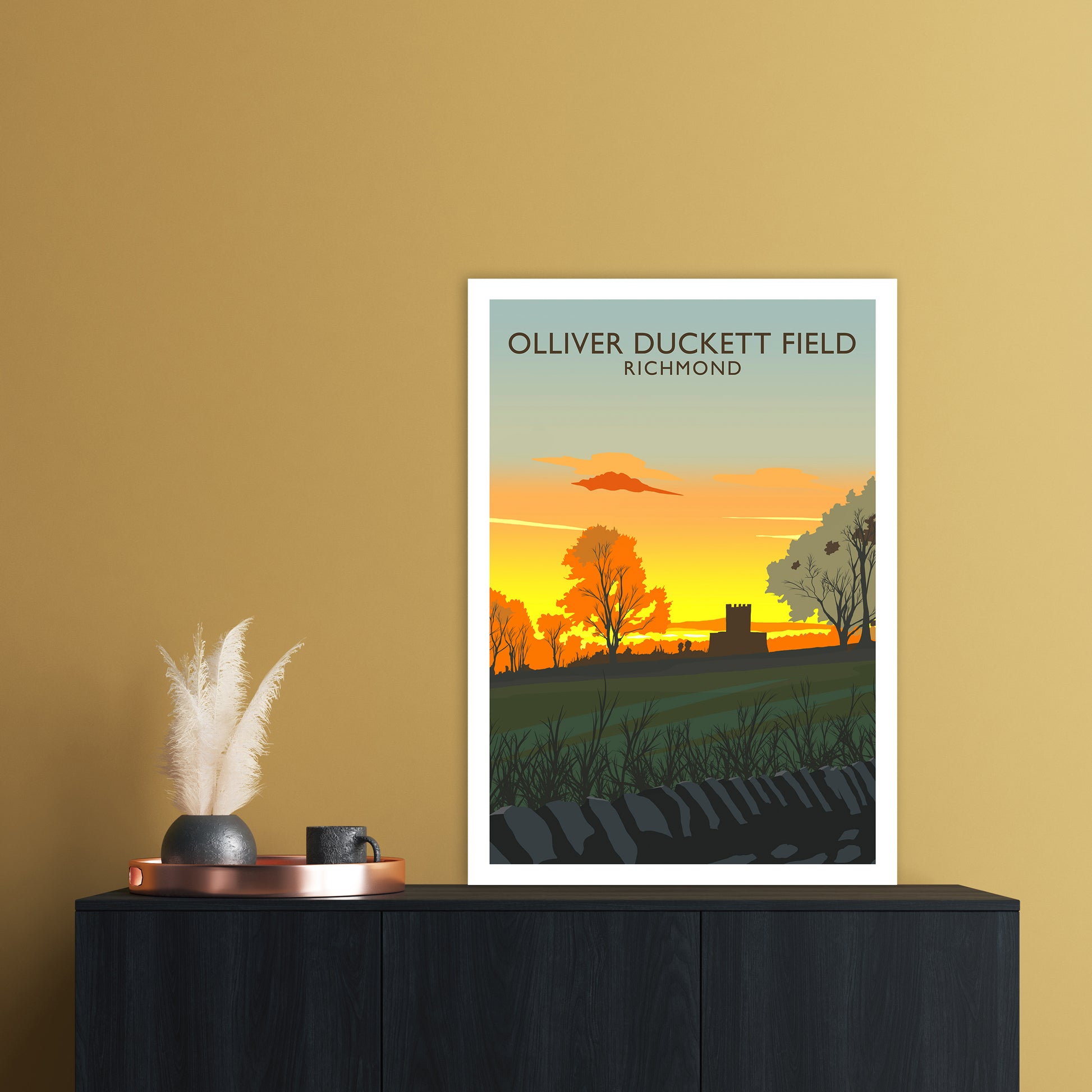 Olliver Duckett Field Portrait Travel Art Print by Richard O'Neill A1 Black Frame