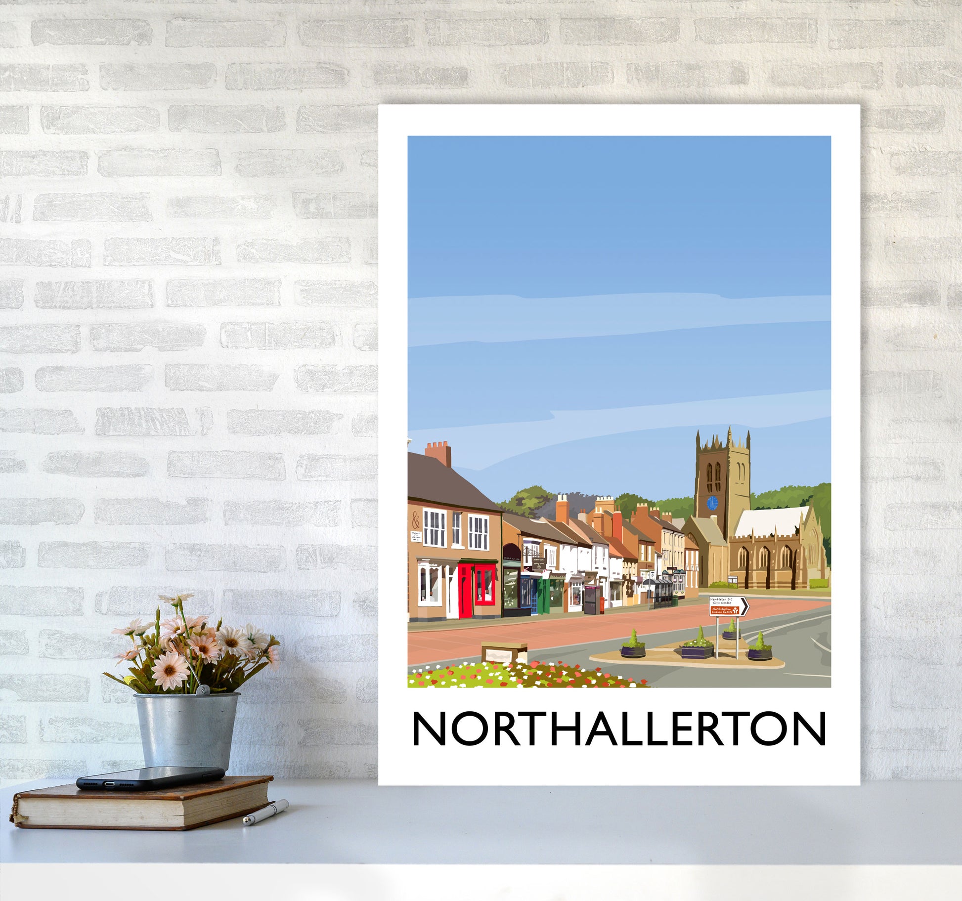 Northallerton 5 portrait Travel Art Print by Richard O'Neill A1 Black Frame