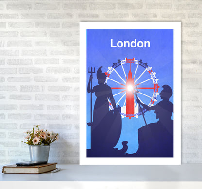 London (Britannia) portrait Travel Art Print by Richard O'Neill A1 Black Frame
