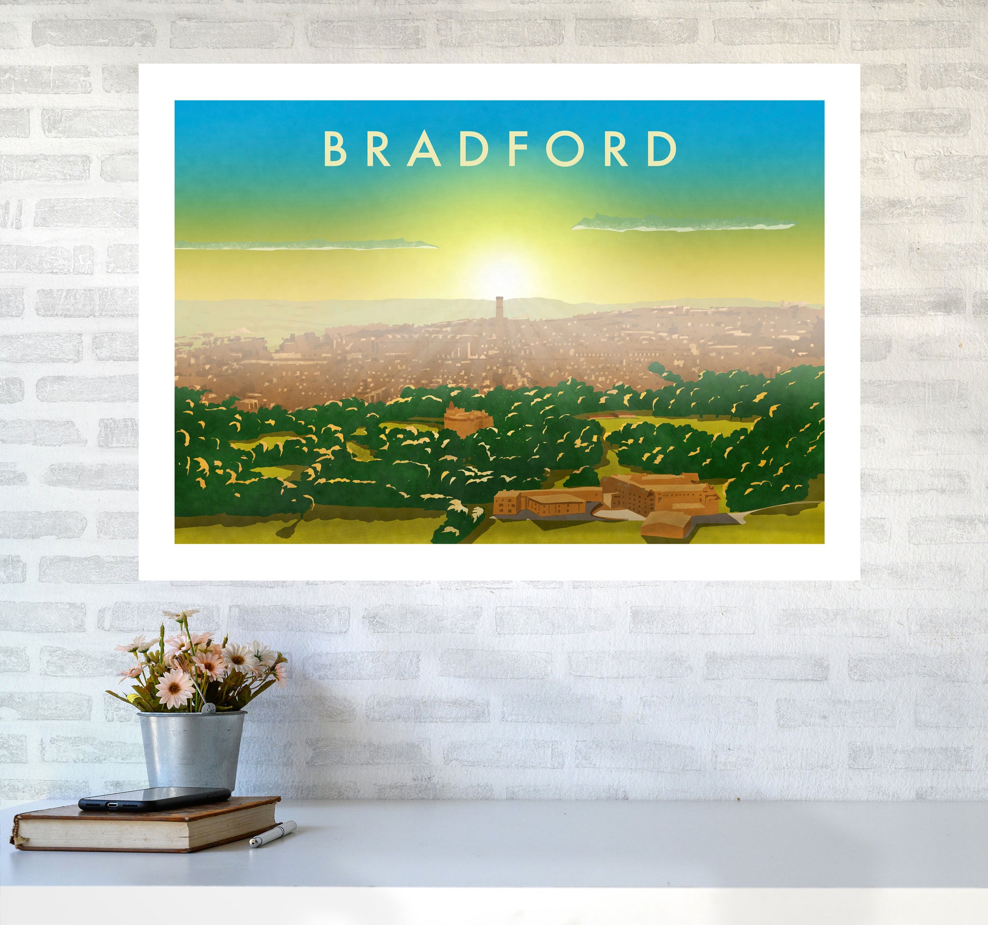 Bradford 2 Travel Art Print by Richard O'Neill A1 Black Frame