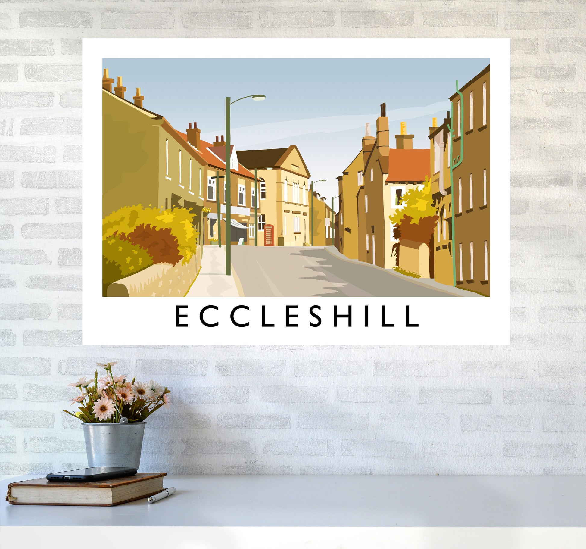 Eccleshill Travel Art Print by Richard O'Neill A1 Black Frame