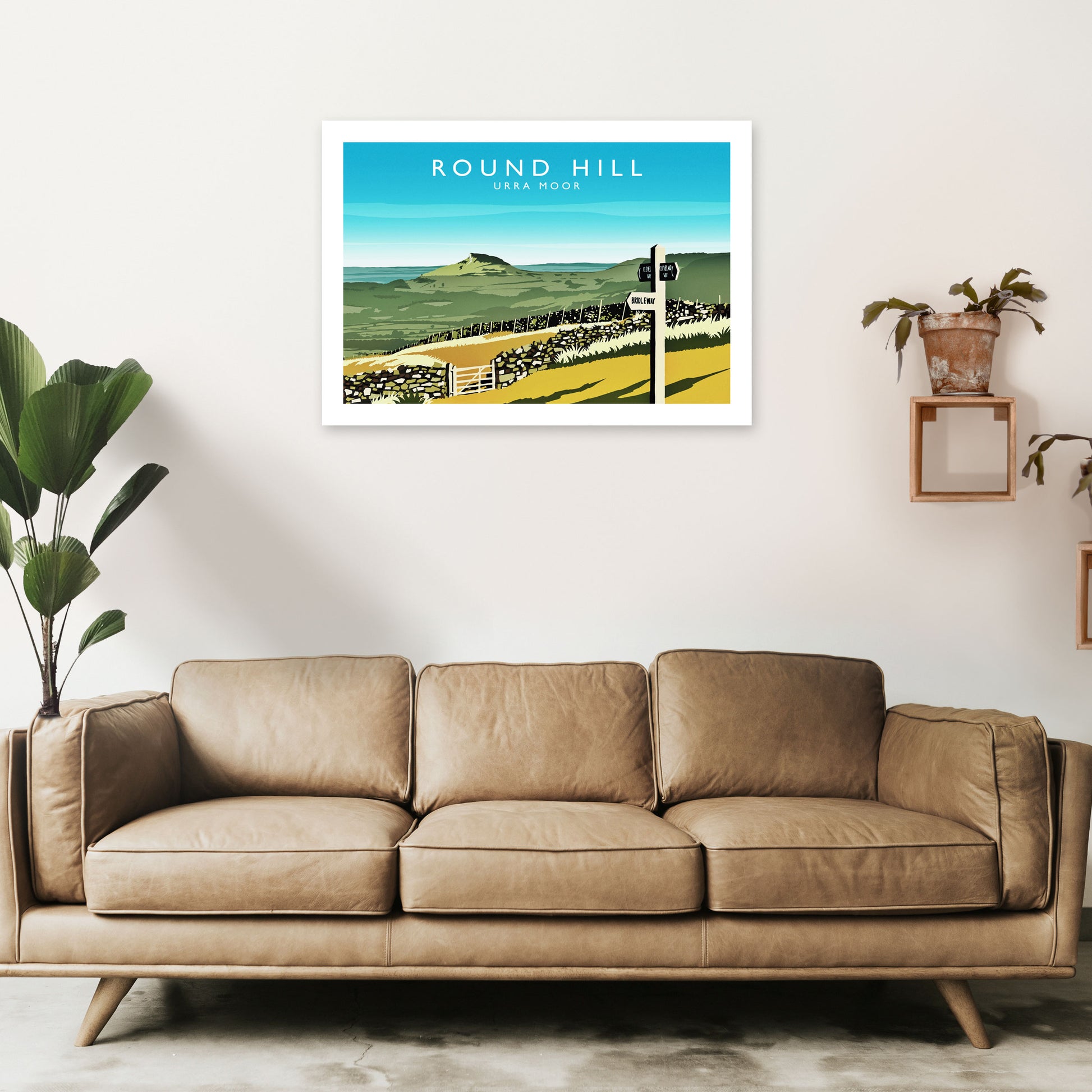 Round Hill Travel Art Print by Richard O'Neill A1 Black Frame