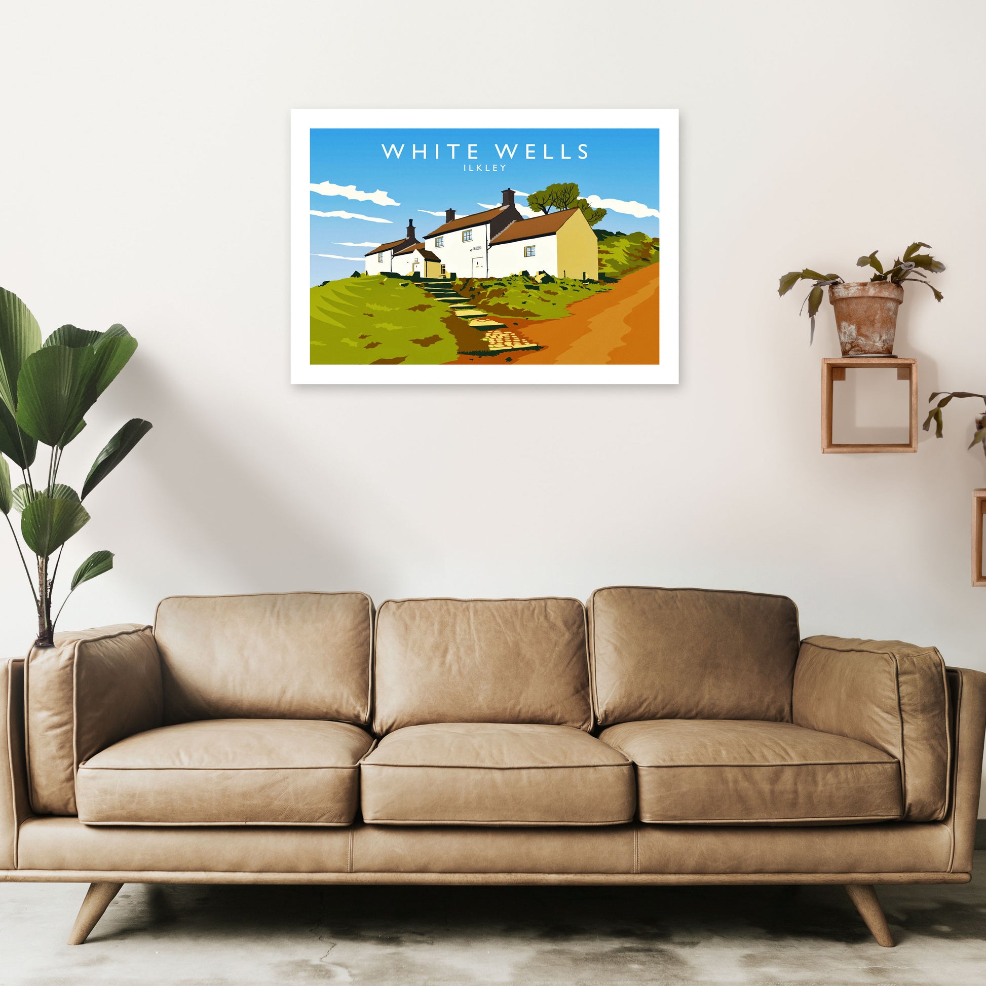 White Wells Travel Art Print by Richard O'Neill A1 Black Frame