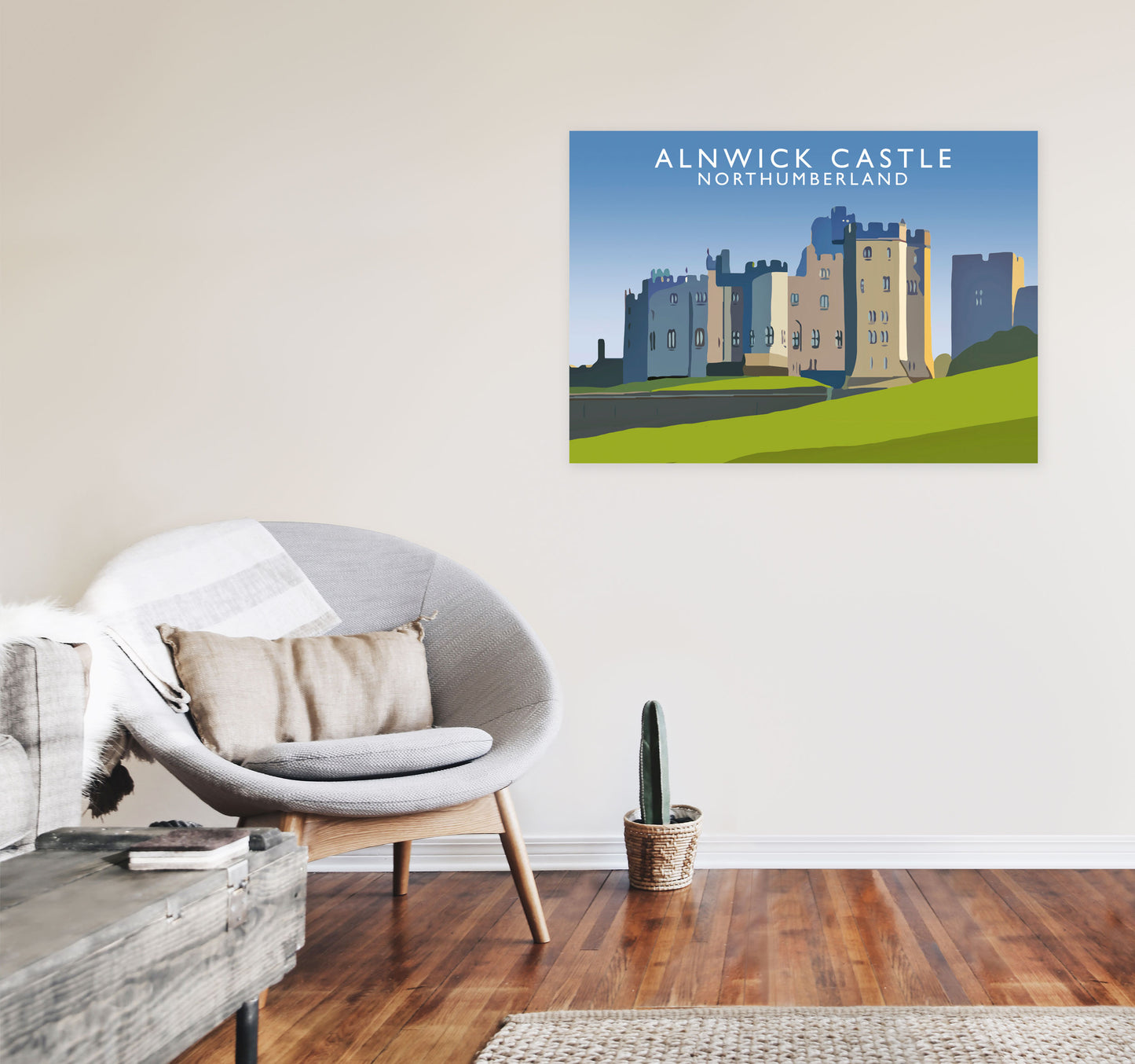 Alnwick Castle Northumberland Art Print by Richard O'Neill A1 Black Frame