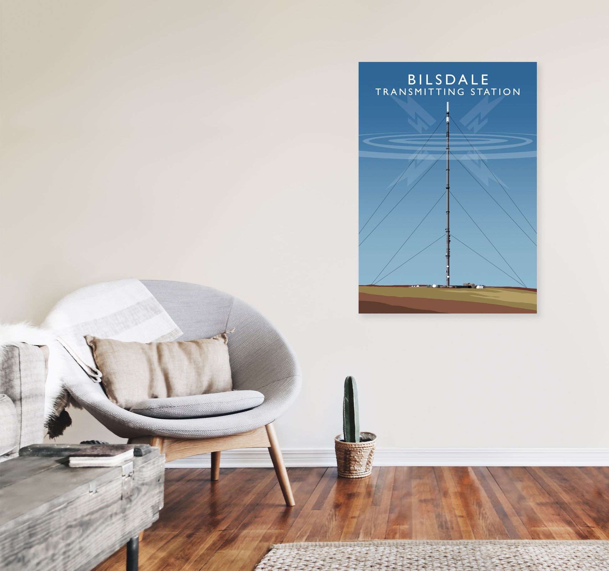 Bilsdale Transmitting Station Framed Digital Art Print by Richard O'Neill A1 Black Frame