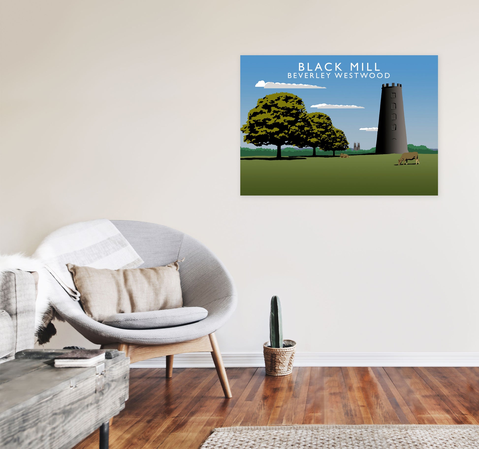 Black Mill Beverley Westwood Art Print by Richard O'Neill A1 Black Frame