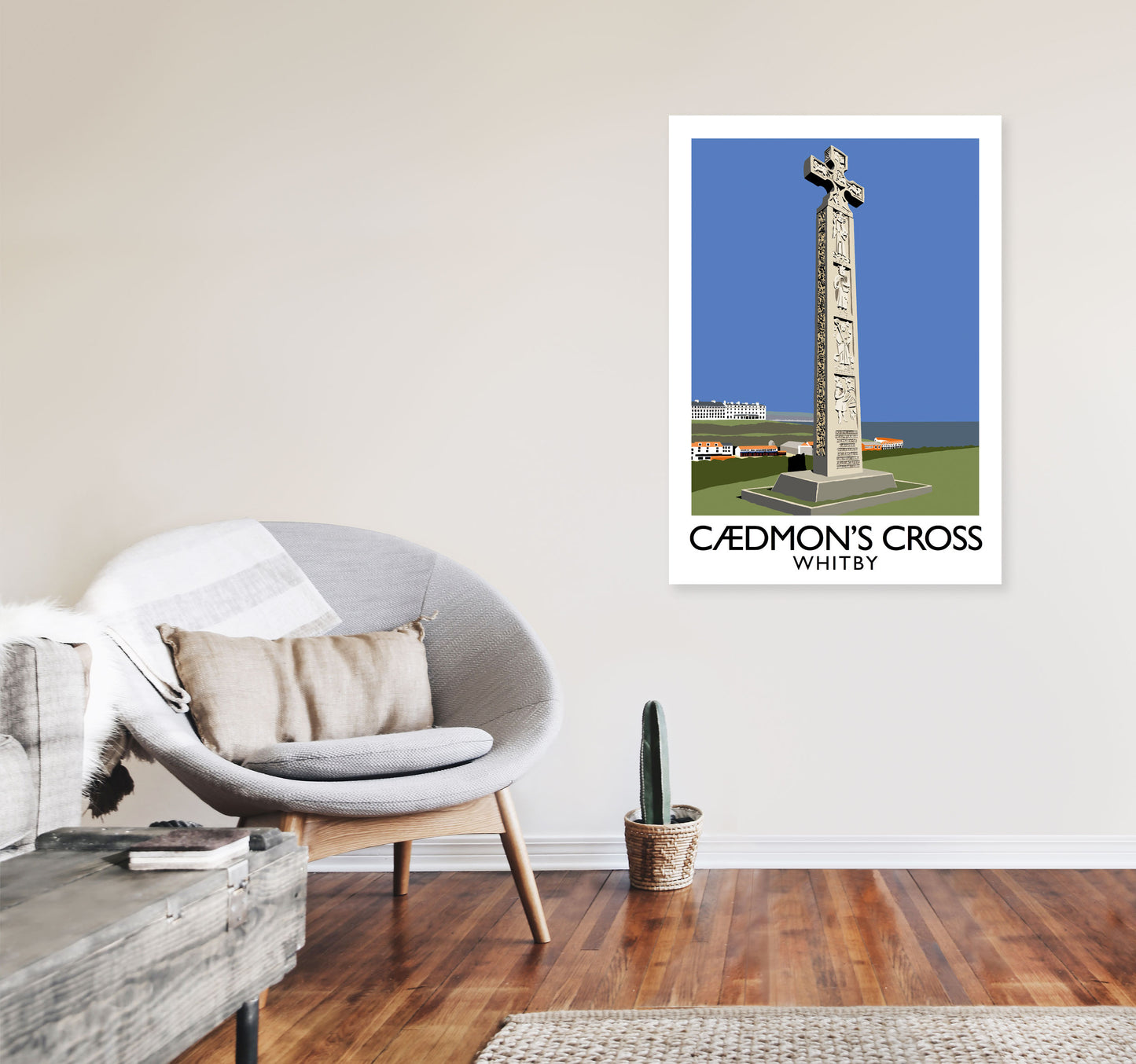 Caedmon's Cross Whitby Framed Digital Art Print by Richard O'Neill A1 Black Frame